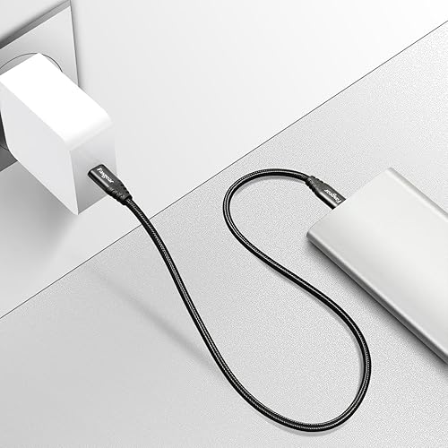 Miniatura 5 de Fasgear Cable USB C a Micro USB de 3.3 ft de nailon trenzado tipo C a micro USB, compatible con Galaxy S7S6, HTC One10 y más (negro, 3 pies)