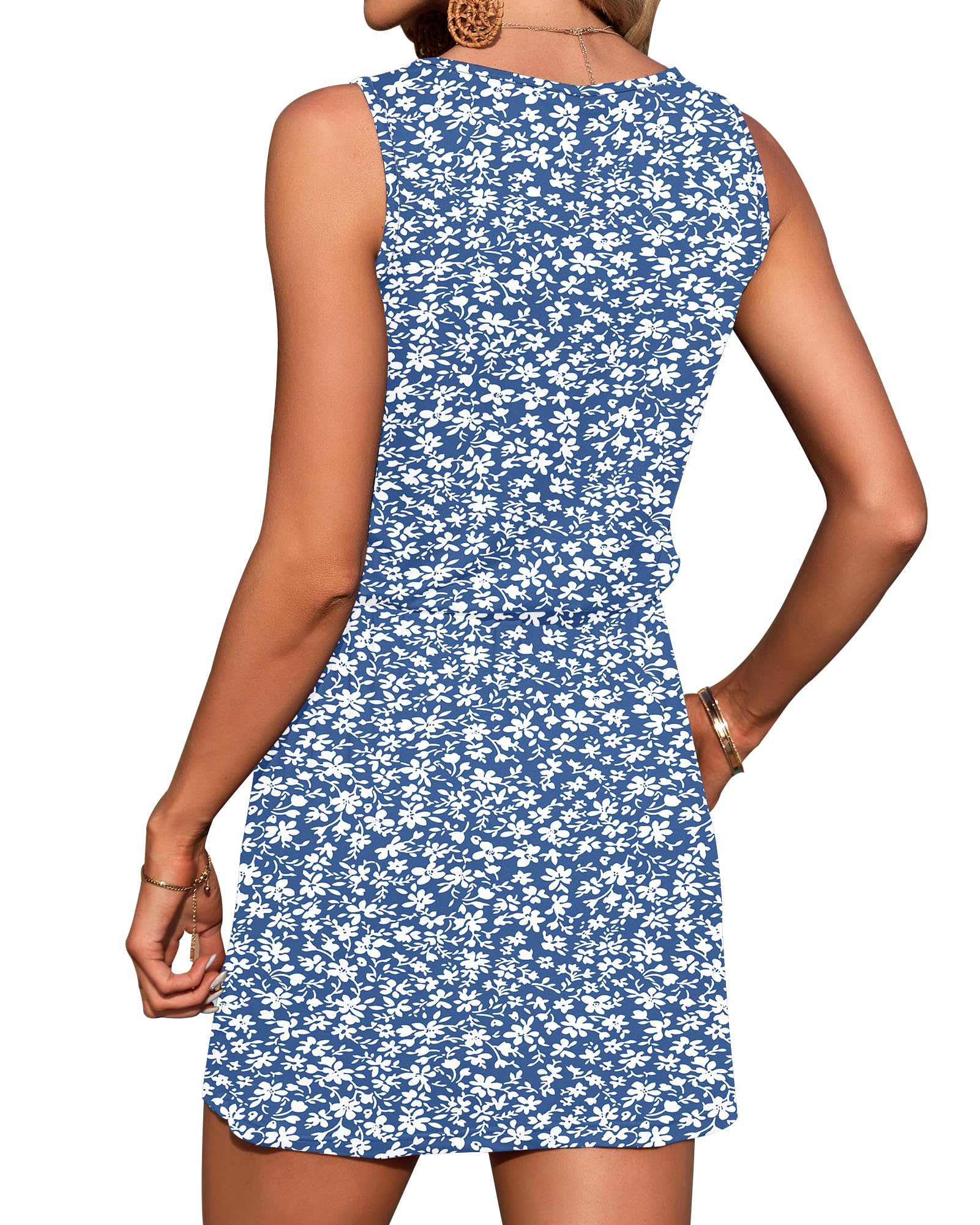 AUSELILY Vestiti Estivi Donna Senza Maniche Abito da Spiaggia Coulisse Eleganti Abiti con Tasche