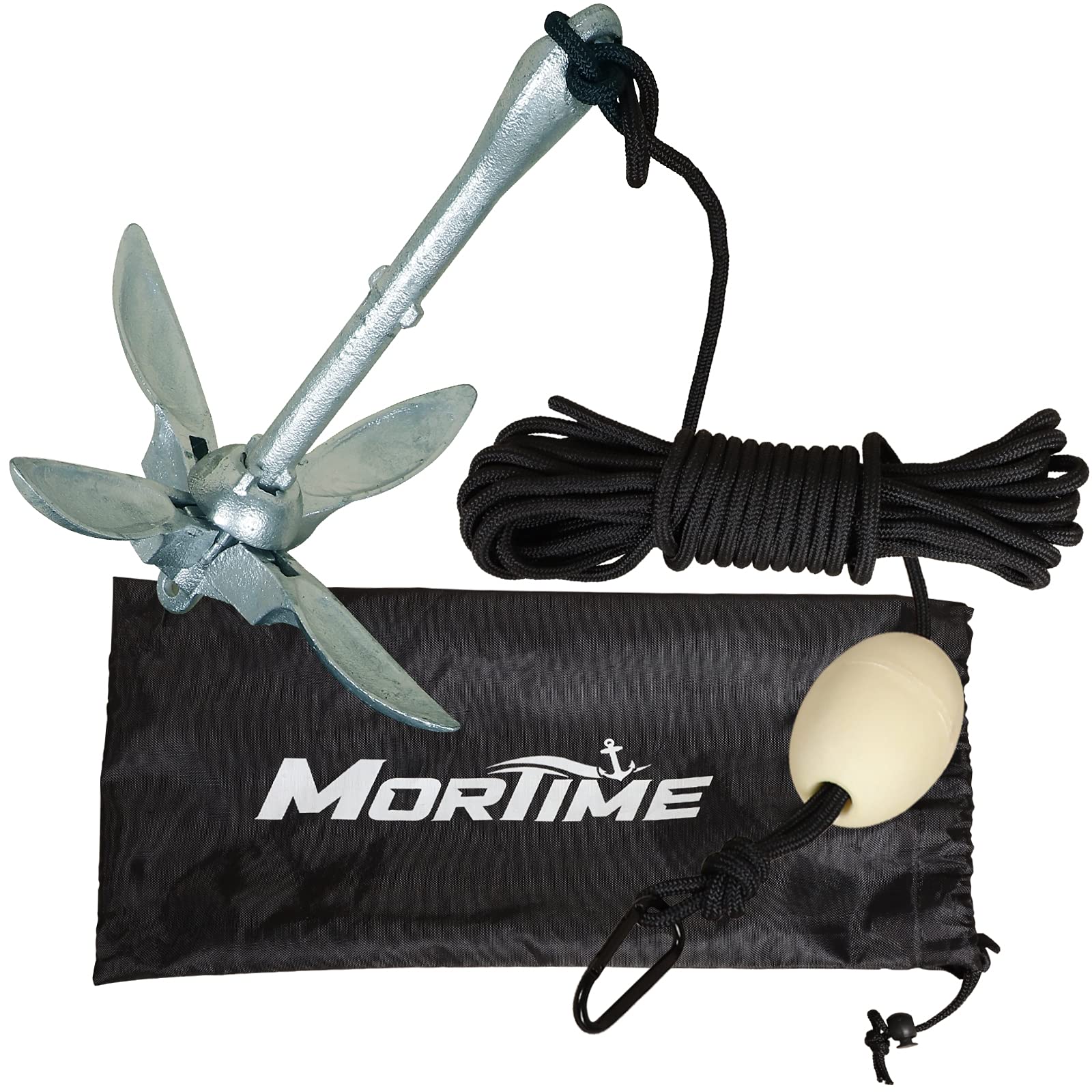 MorTimeGrapnel Anchor Kit 3.5 lb Folding Anchor with 40ft Rope, Marine Anchor Accessories for Kayaks, Canoes, Paddle Boards
