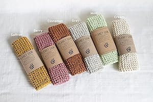 Hand Knitted Cotton Wash Cloth - Reusable Eco Friendly (Cream)