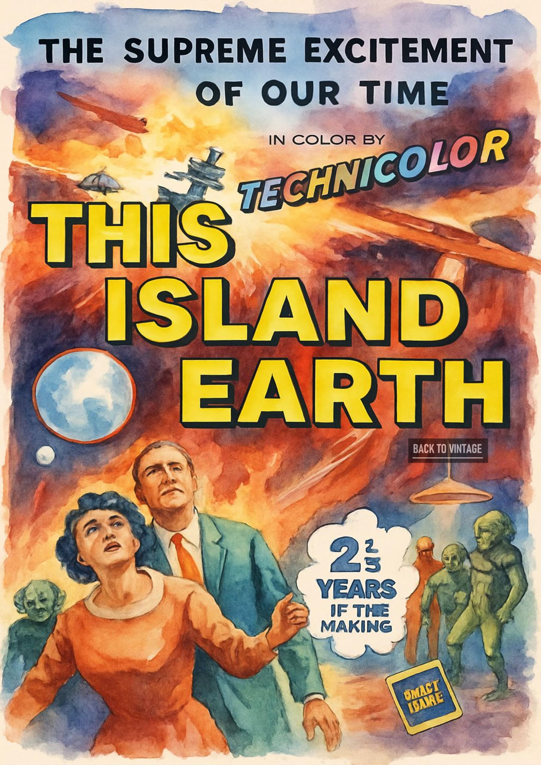 This Island Earth Movie Monster Film - A4 Retro Poster Vintage Style Wall Art with Iconic Film Illustration for Home Cinema Office or Movie Fan Display