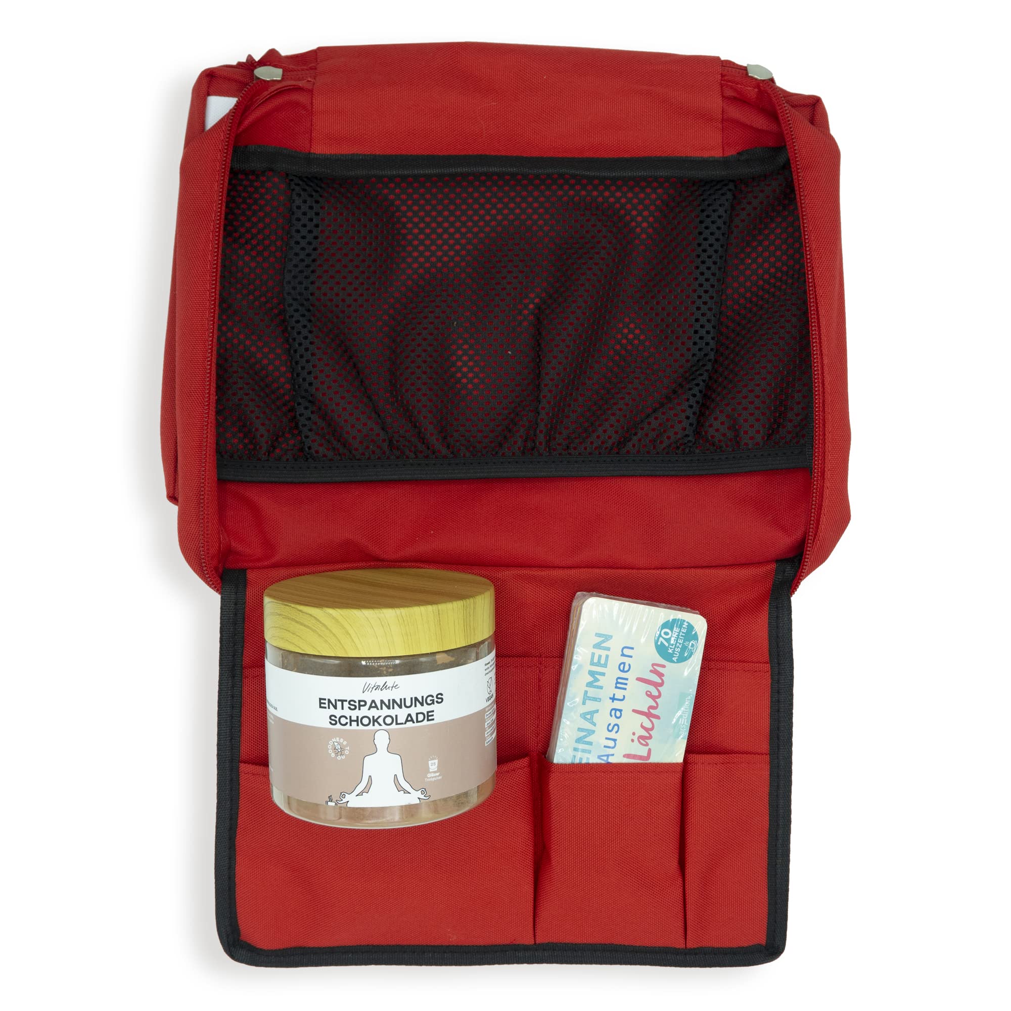 Erste-Hilfe Tasche für Eltern - Lustiges Geschenk zur Geburt, Babyparty oder Elternzeit - 28x18x8 cm - rot, ohne Inhalt