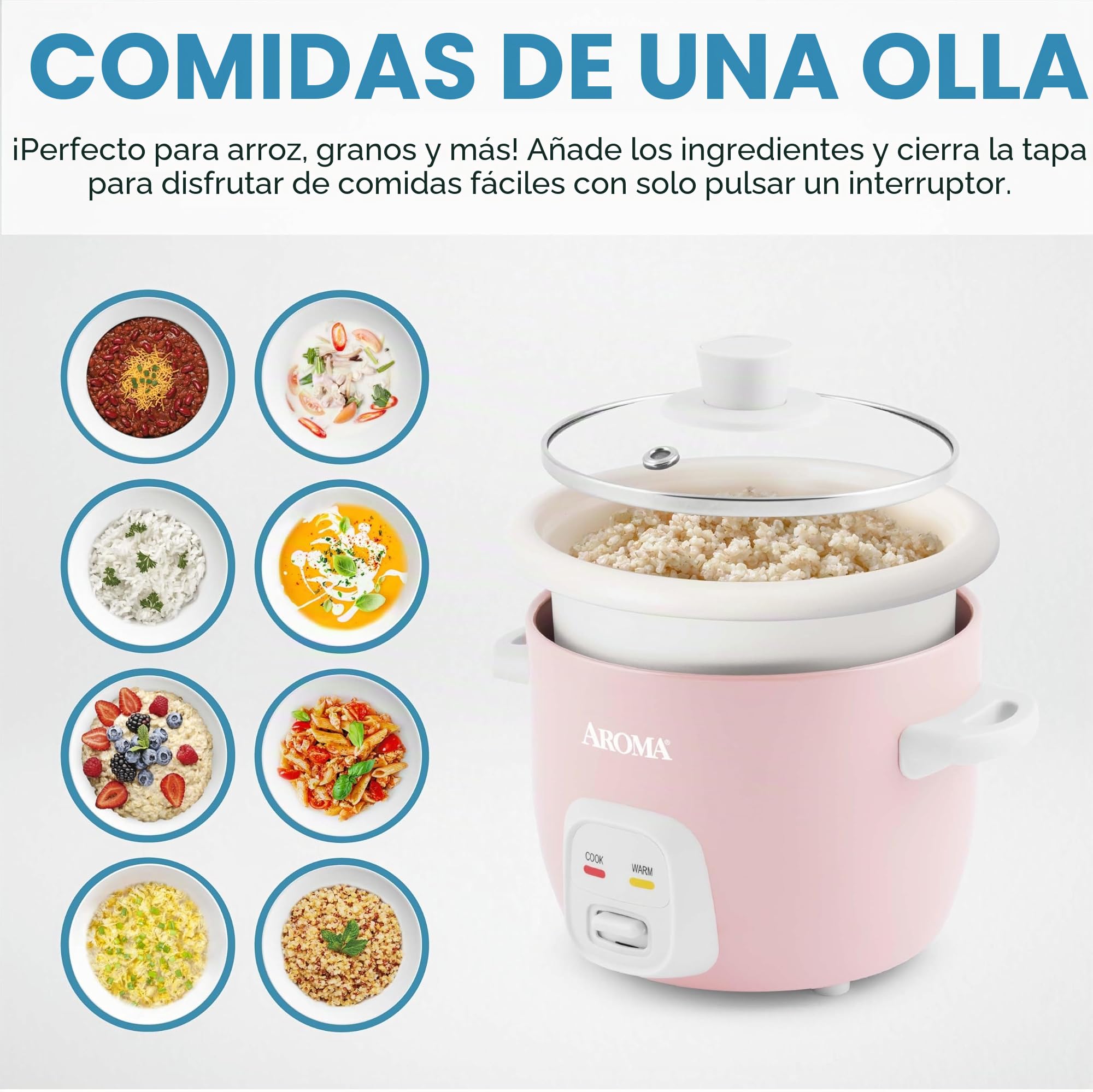 Aroma Housewares 4-Cups (Cooked) / 1Qt. Rice & Grain Cooker (ARC-302NGP), Pink