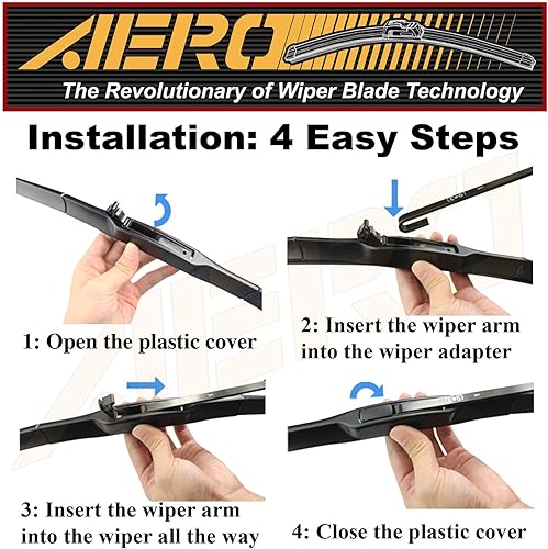 Miniatura 5 de AERO Juego de 2 limpiaparabrisas híbrido de 26 pulgadas + 20 pulgadas para todas las estaciones