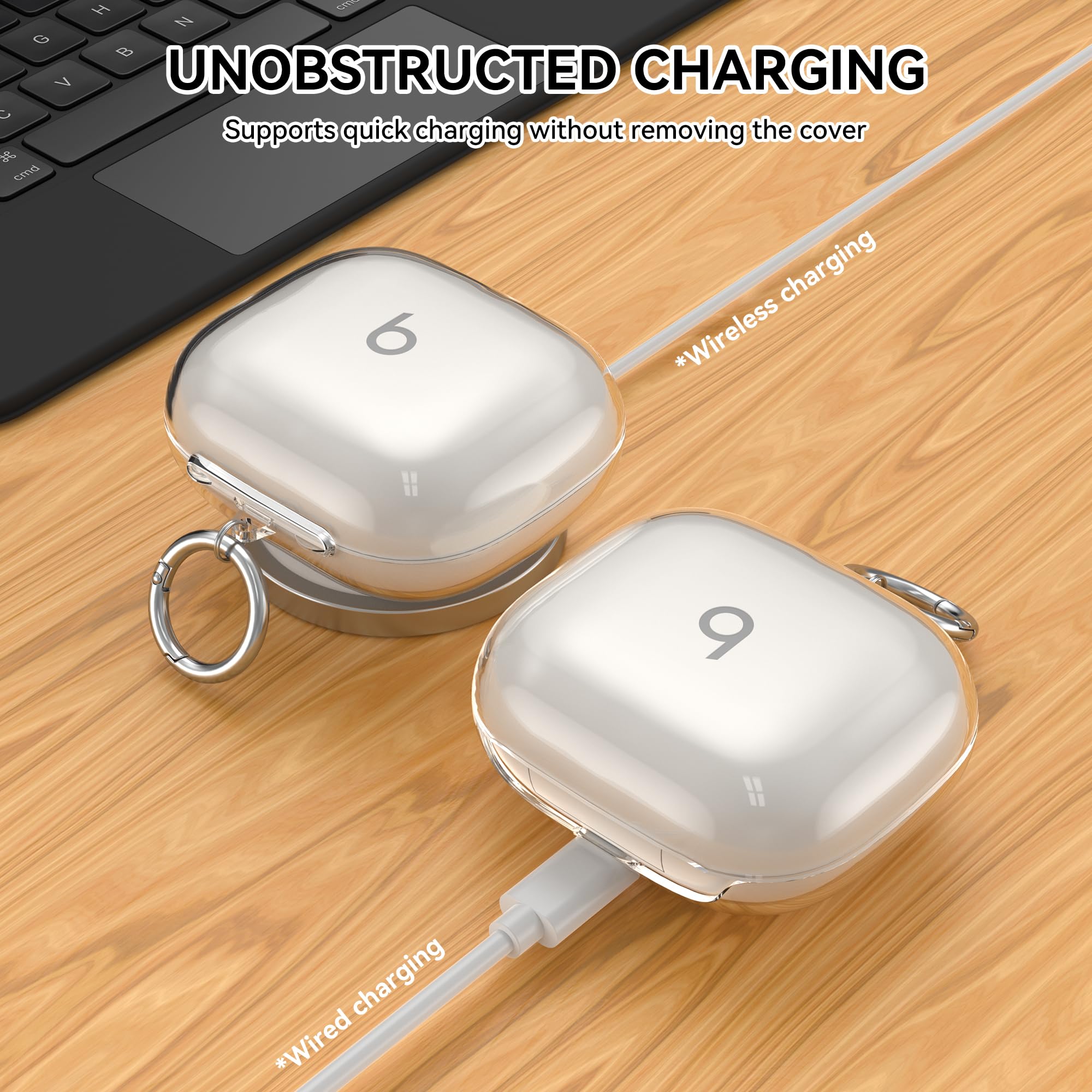 Suublg Custodia protettiva per auricolari Beats Fit Pro, custodia protettiva in silicone con portachiavi a forma di bambola carina, cordino anti-smarrimento, per cuffie wireless Beats Fit Pro