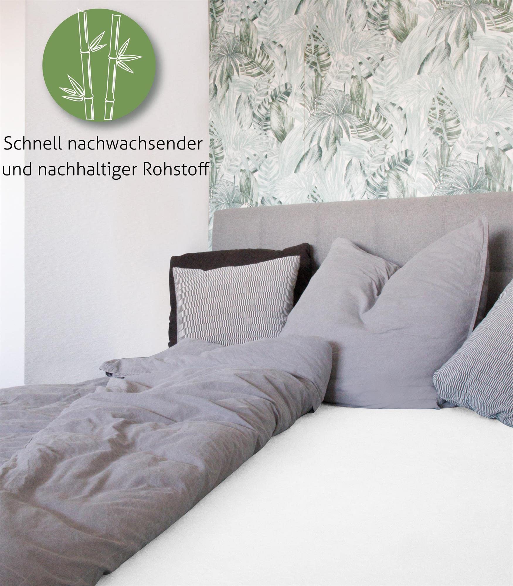 Bambus Spannbettlaken 4 Jahreszeiten| weiches Spannbetttuch 210 g/m² Oeko-Tex aus atmungsaktivem Material Temperaturregulierend Weiß 180-200 cm x 200 cm x 30 cm