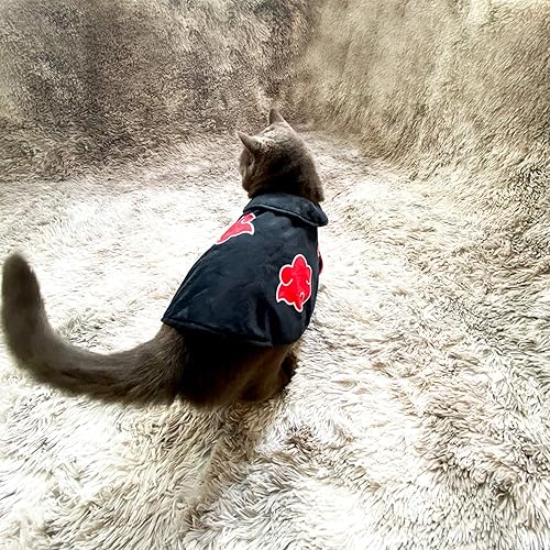 Miniatura 6 de Disfraz de capa de gato de animé de Halloween, ropa para mascotas, cachorro cosplay, capa de ninja de felpa de Navidad, linda capa para disfraz de