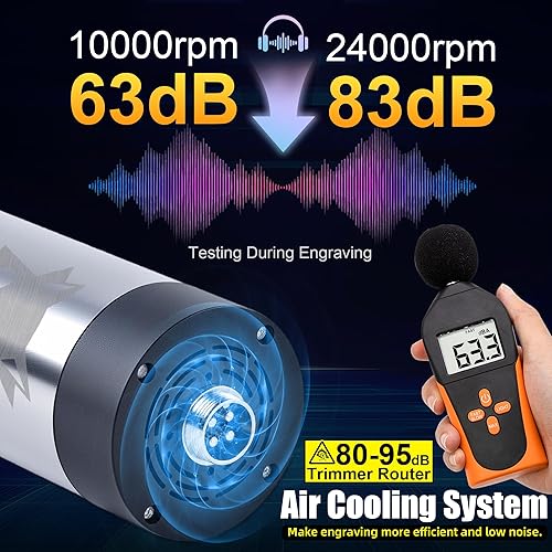 Miniatura 5 de FoxAlien Kit de motor de husillo CNC refrigerado por aire VFD de 1.5KW para máquina de enrutador CNC, husillo de 2.559 in de diámetro 24000 RPM para