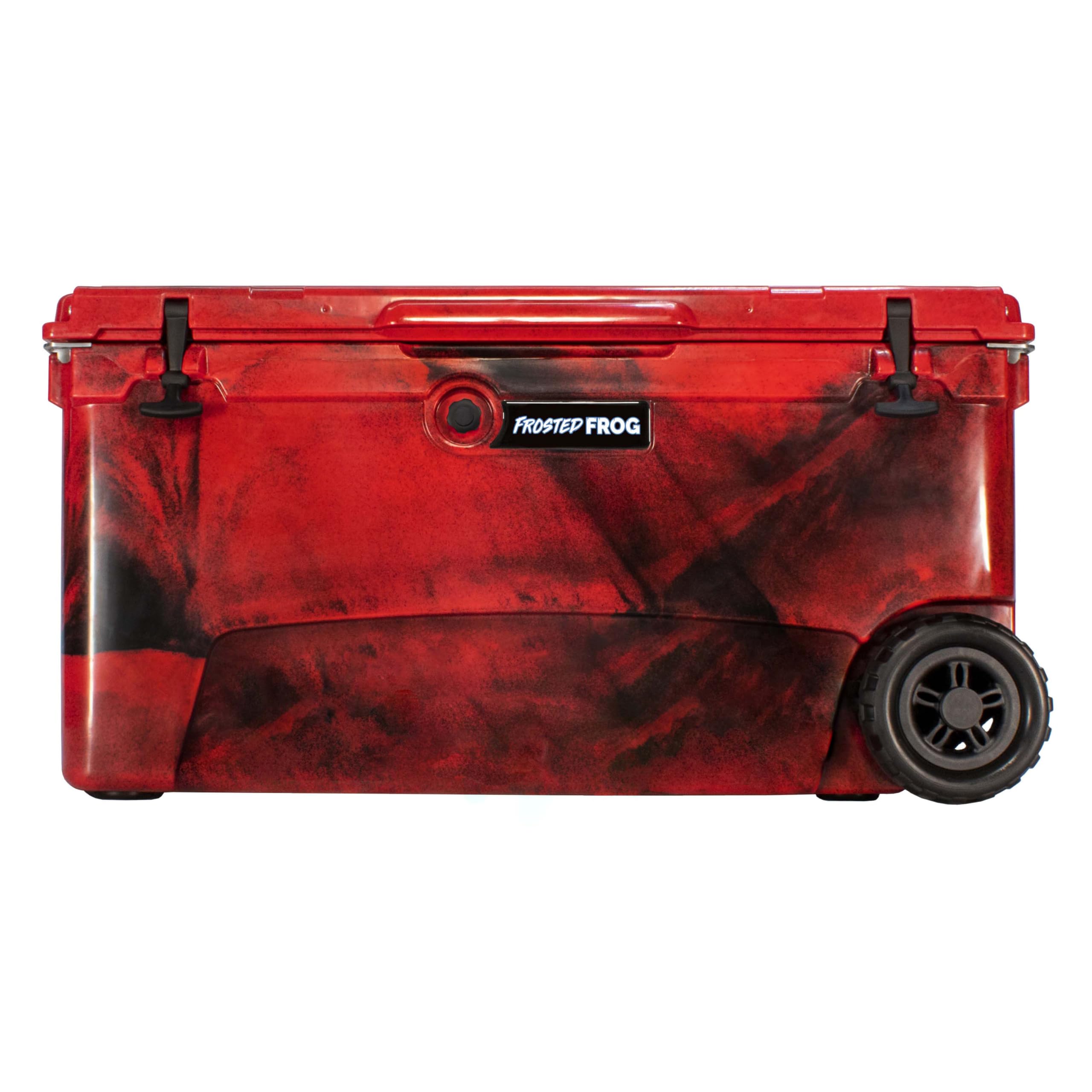 Frosted Frog Original 110 Quart Ice Chest Heavy Duty High Performance Roto-Molded Commercial Grade Insulated Cooler with Wheels (Red Camo)