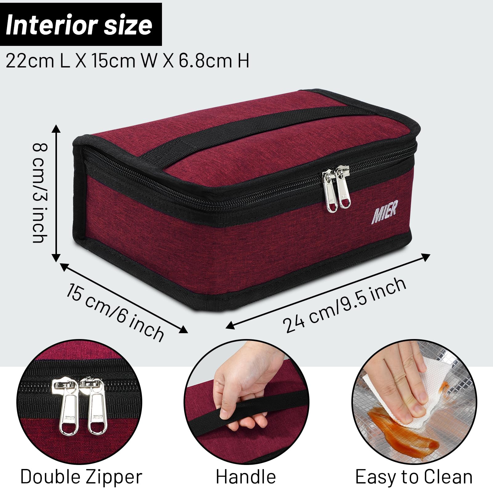 MIER Kleine lunchbox tas voedsel opslag koeltassen geïsoleerde reiskit voor vrouwen en mannen, set van 1 (zwart 1 stuks MIER Kleine lunchbox tas voedsel opslag koeltassen geïsoleerde reiskit voor vrouwen en mannen, set van 1 (zwart 1 stuks
