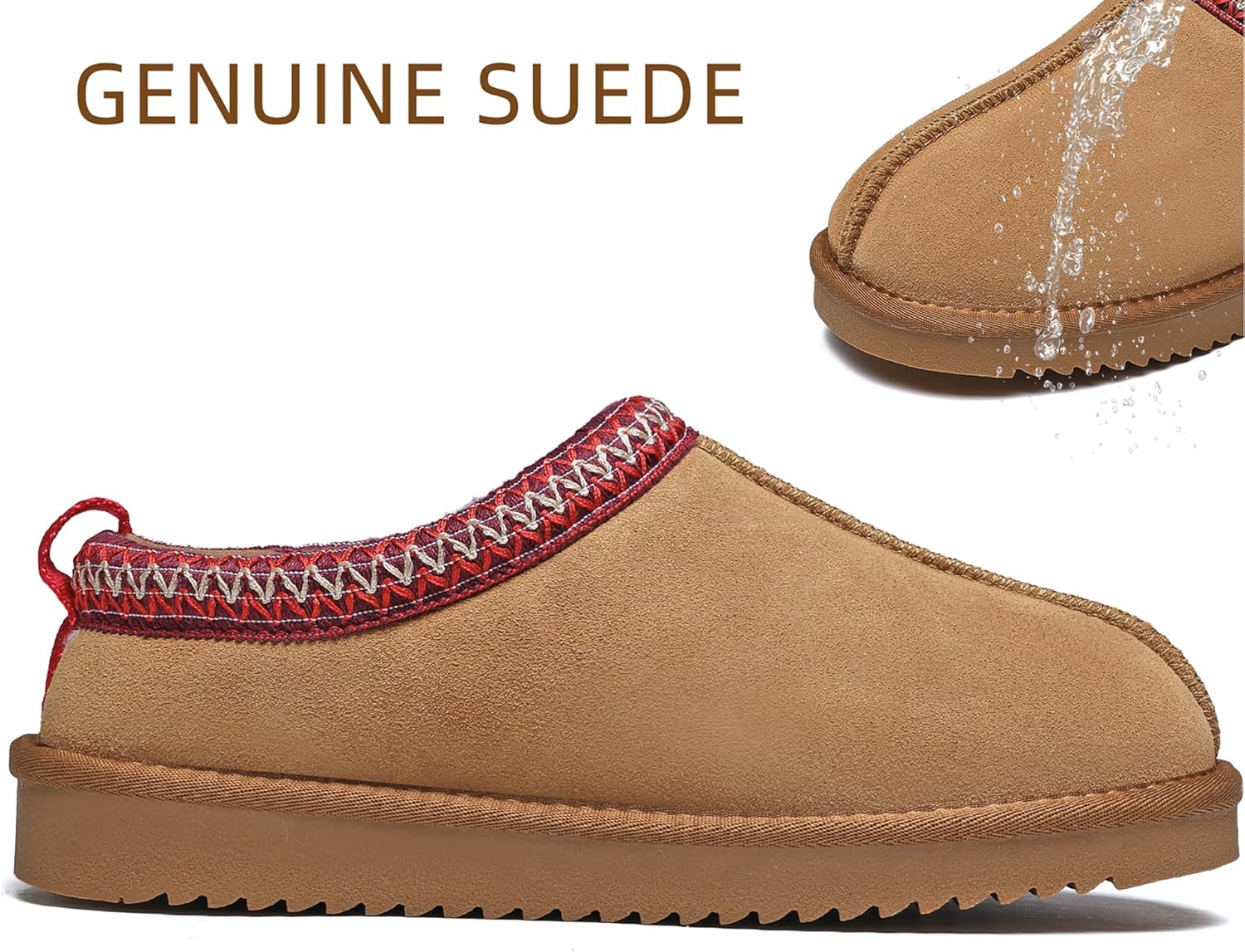 Women's Slippers Genuine Suede Platform Mini Boots Mens Faux Fur Warm Lining Winter Mules Cozy Warm House Shoes Indoor and Outdoor - Image 3