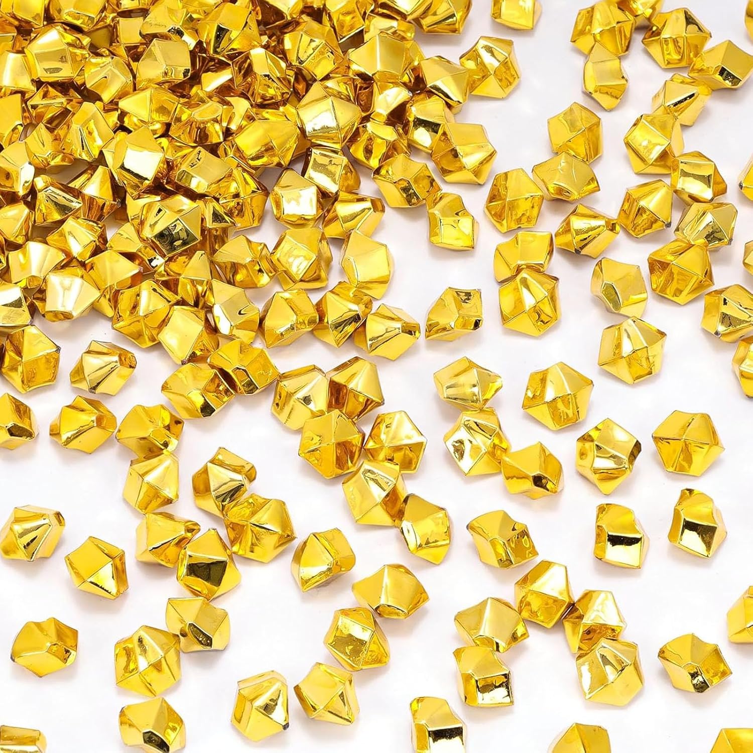 DomeStar 520 PCS Small Gold Fake Ice Rocks, Acrylic Crystal Vase Fillers