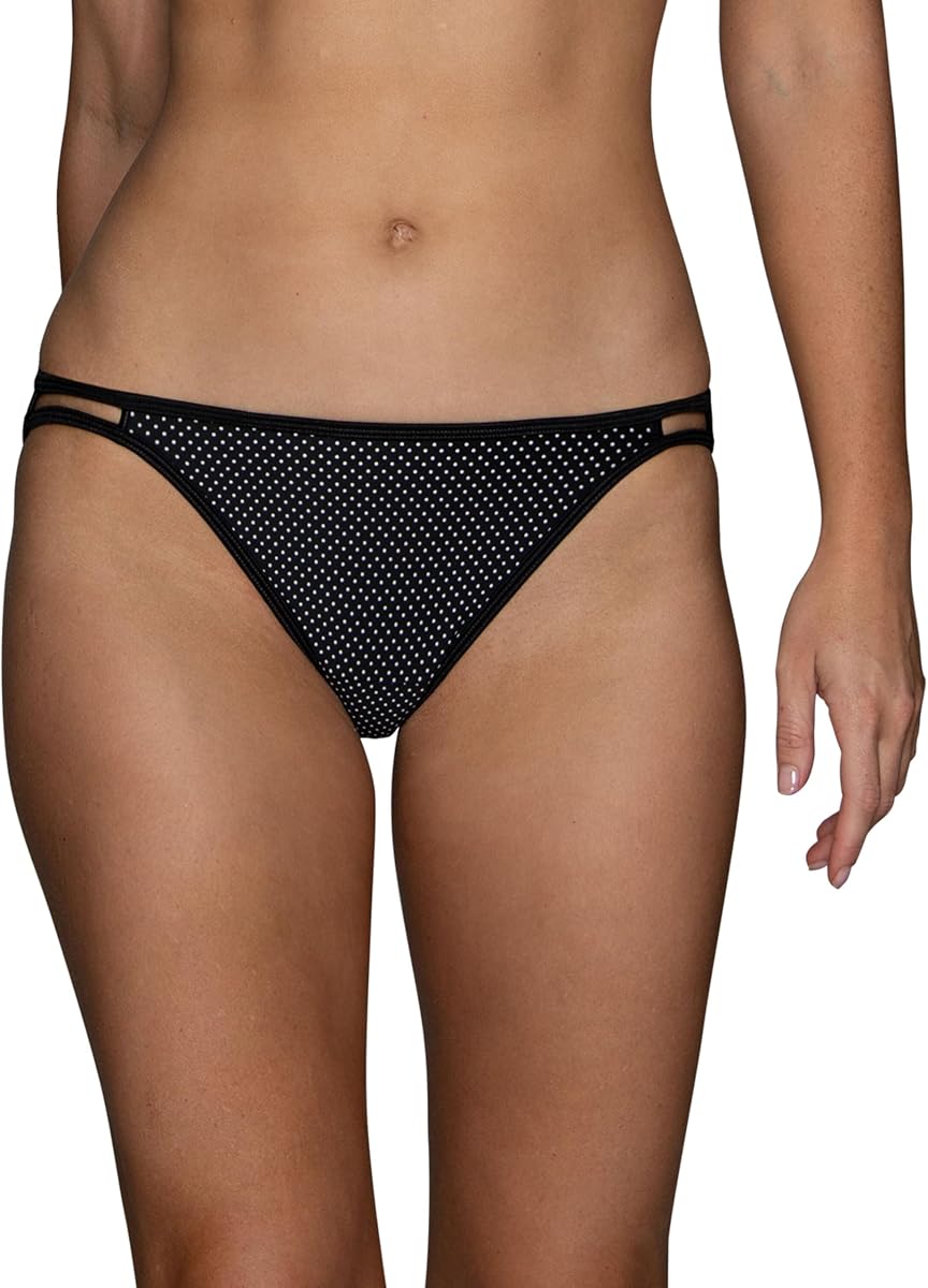 Vanity Fair Braguitas de bikini con cordón Illumination para mujer, elástico sedoso y ribete de satén