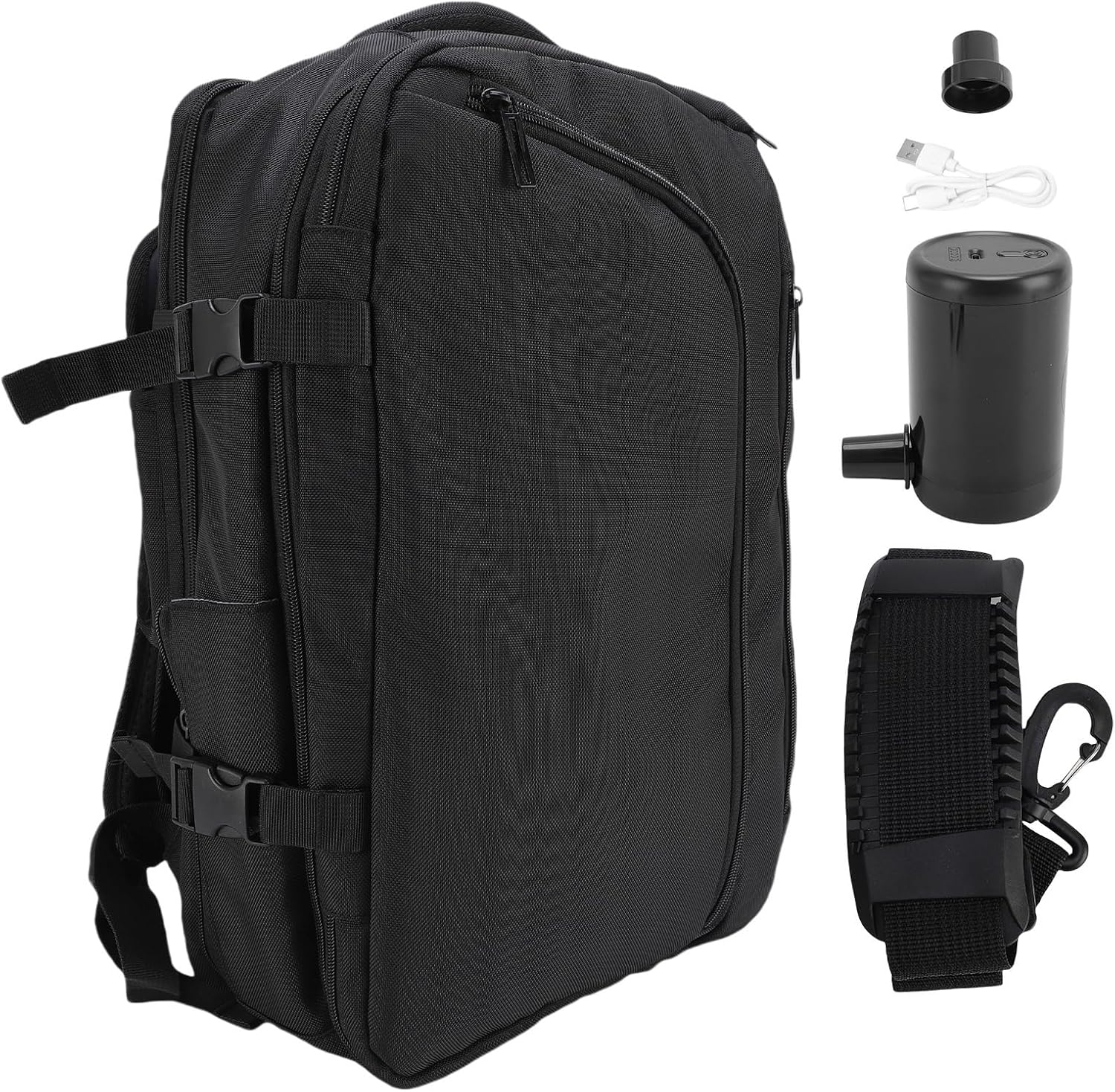 [Zerodis] 多機能大容量真空圧縮バックパック出張用ポンプ付き、ブラック 36-55L