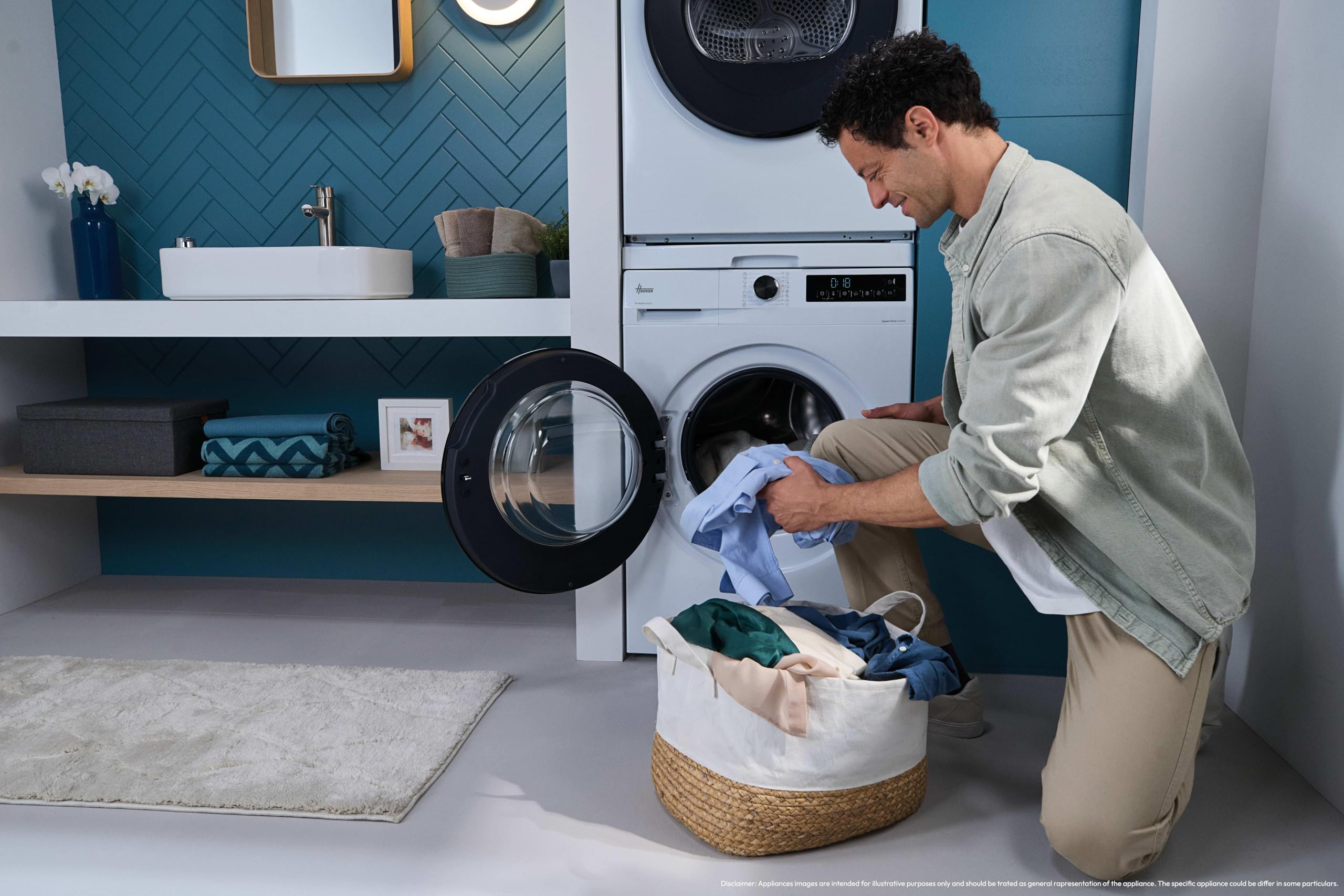 Hoover Frontlader Waschmaschine 8kg HGDQ48SB6-84 | A -10%, Pro-Active Wash, Hygiene-Funktionen, Vielseitige Kurzprogramme