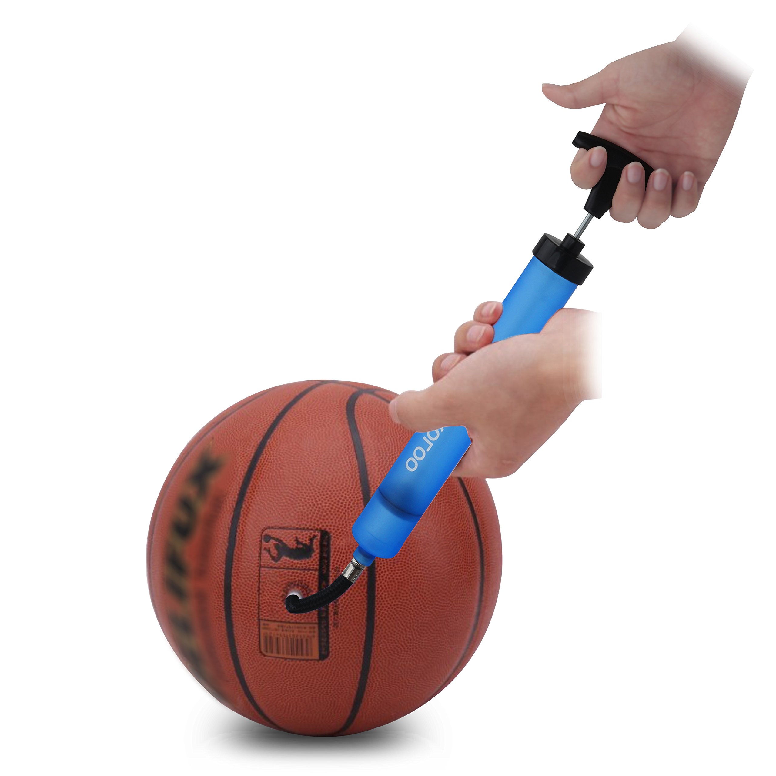Kit de inflador de bomba de aire portátil de 10 pulgadas con aguja, boquilla, manguera de extensión para fútbol, baloncesto, fútbol, voleibol, waterpolo, rugby, ejercicio, pelota deportiva, 6