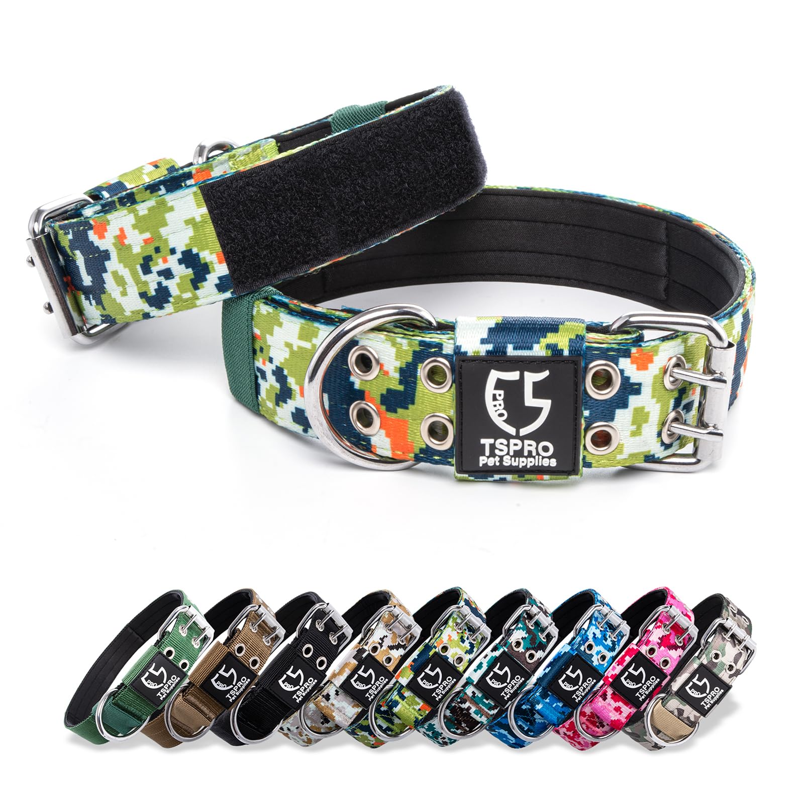 TSPRO Collar Táctico para Perros Ajustable, Collares con Broche de Metal Robusto, de 3,8 cm de Ancho, Duradero y Cómodo para Perros Medianos y Grandes (Camo Rosado M) — view 17