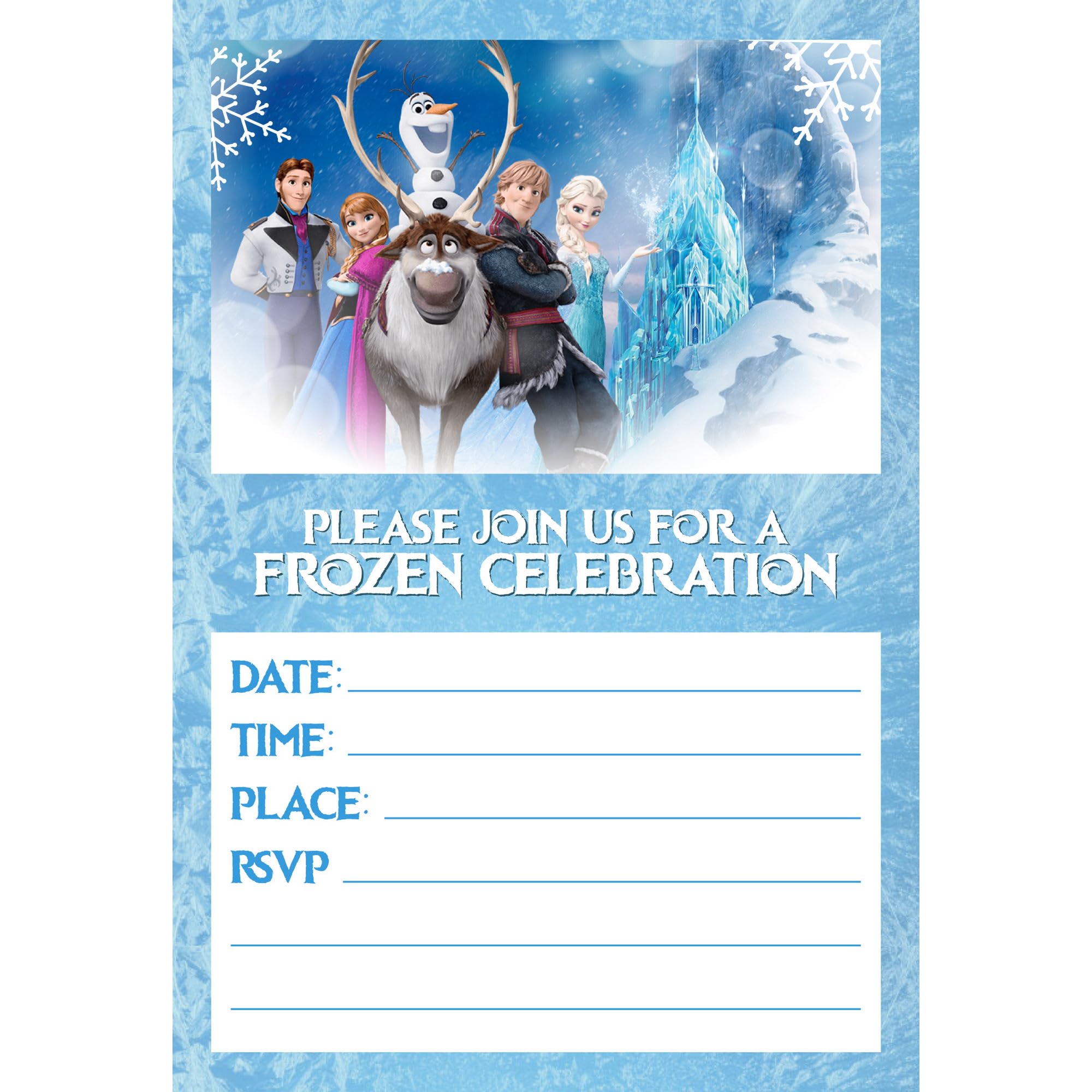 Set of 20 Winter Princess-Themed Happy Birthday Invitation Cards & Envelopes - Lightweight (240g), Postcard Style Invites for the Perfect Party Pack