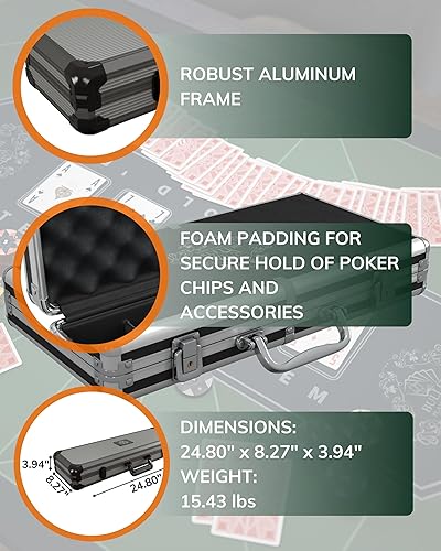 Miniatura 4 de Bullets Playing Cards - Estuche de póquer con 500 fichas de poker de cerámica 'Paulie' con valores