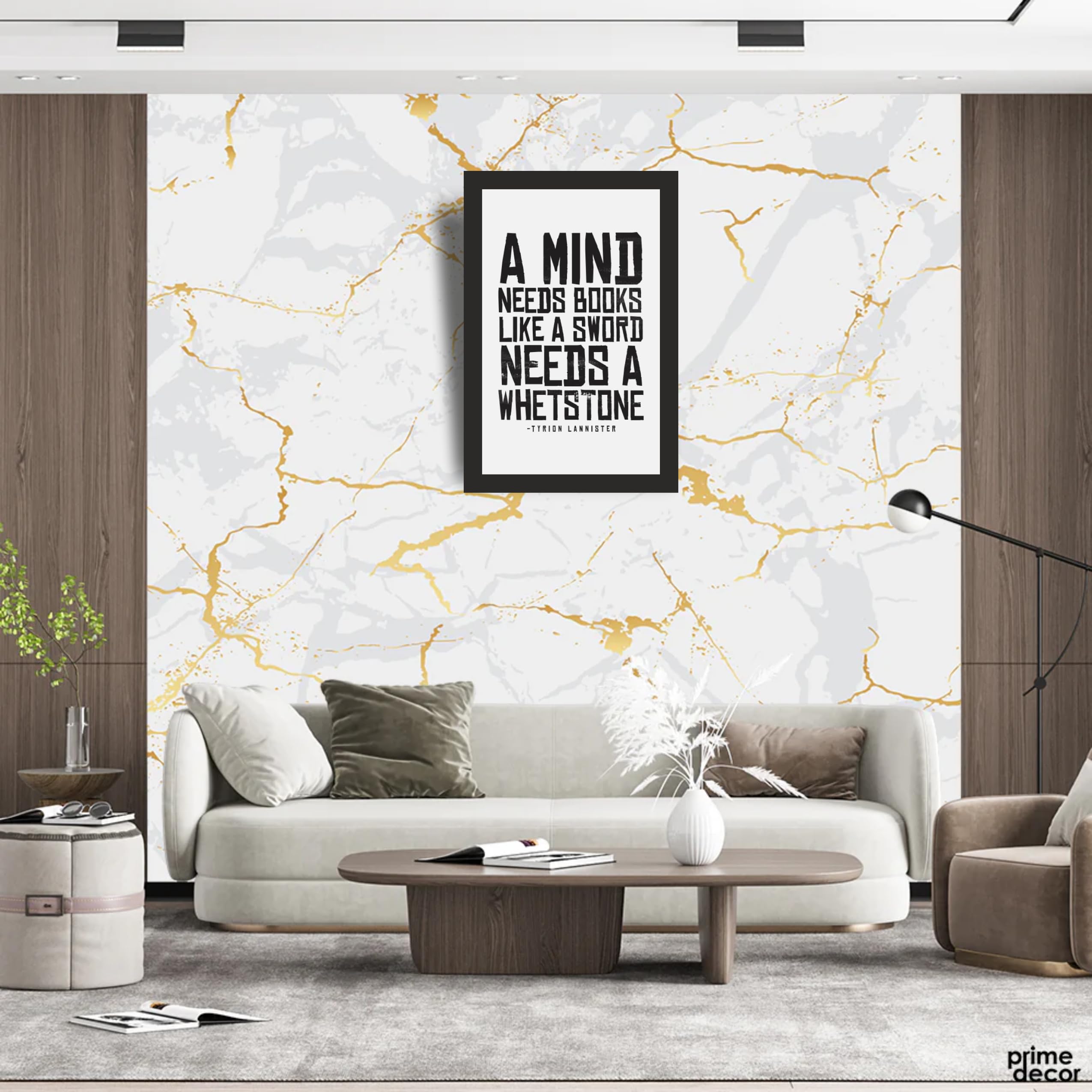 Tyrion-inspired knowledge theme in a framed quote artwork