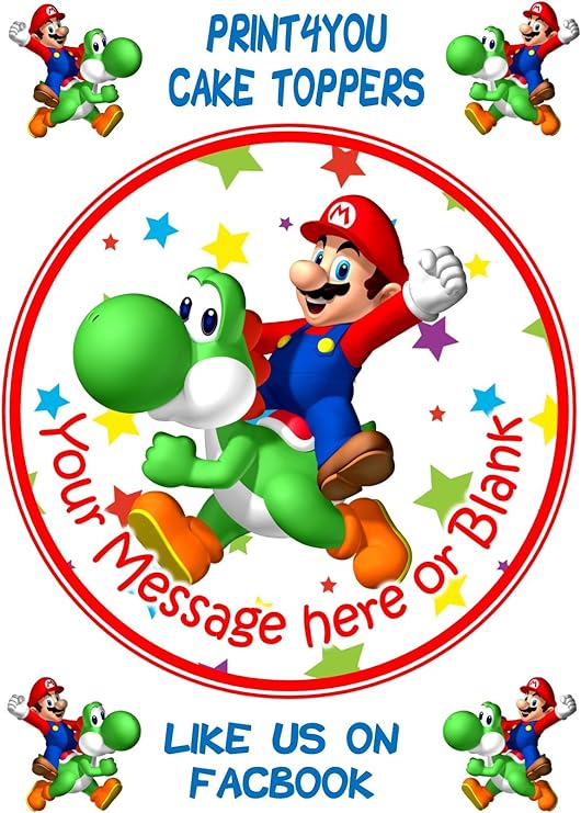 Print4you Nd1 Decoration De Gateau D Anniversaire Ronde Motif Mario Et Yoshi 19 Cm Amazon Fr Epicerie