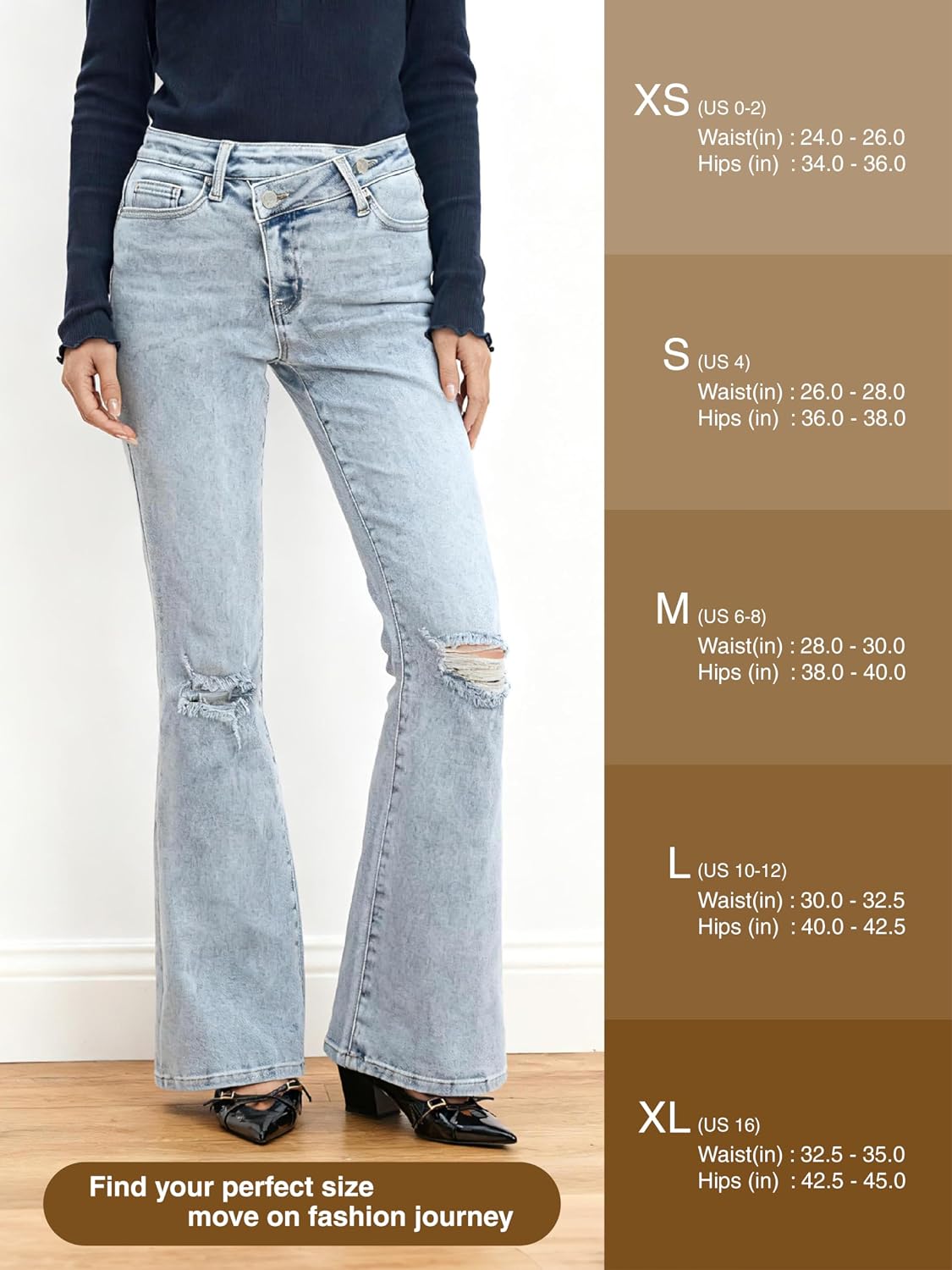 High Waisted Wide Leg Jeans for Women Stretchy Trendy Baggy Flared Jeans Wide Leg Tummy Control Denim Pants