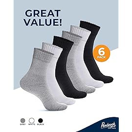 Pembrook Bamboo Viscose Diabetic Socks for Women & Men - 6 Pairs Ankle Stretch Top Mens Diabetic Socks | Neuropathy | Black, Gray, White