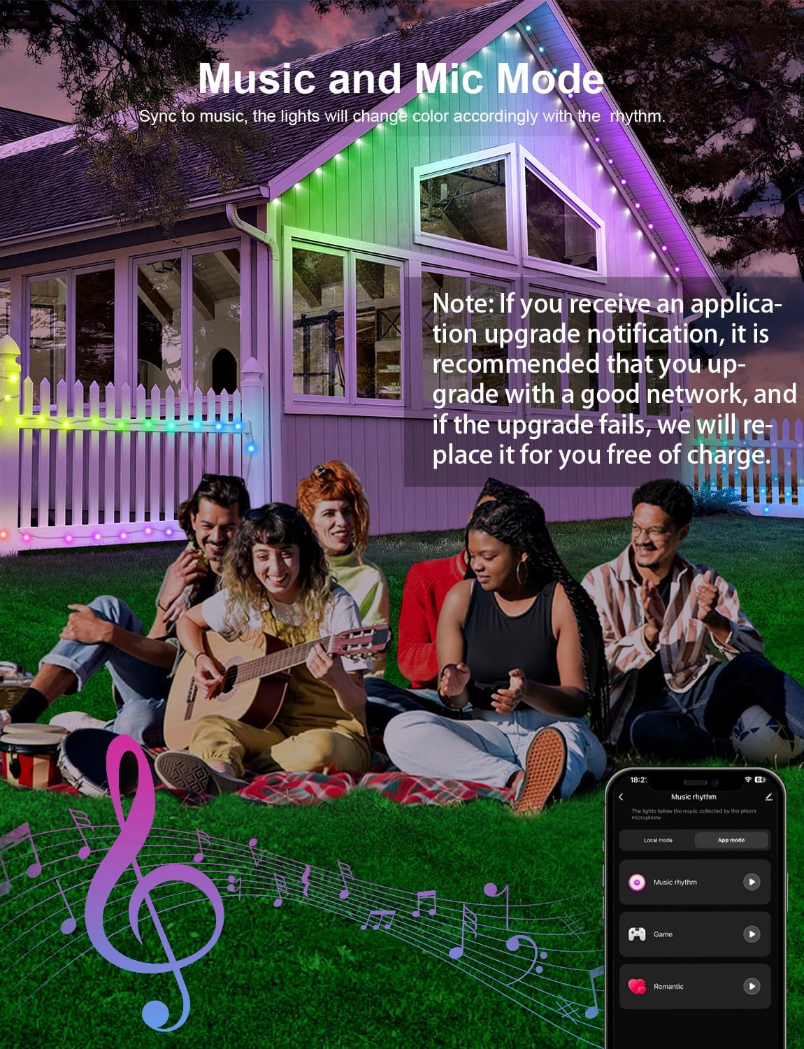 Music and Mic Mode feature for LED lights, syncing with rhythm