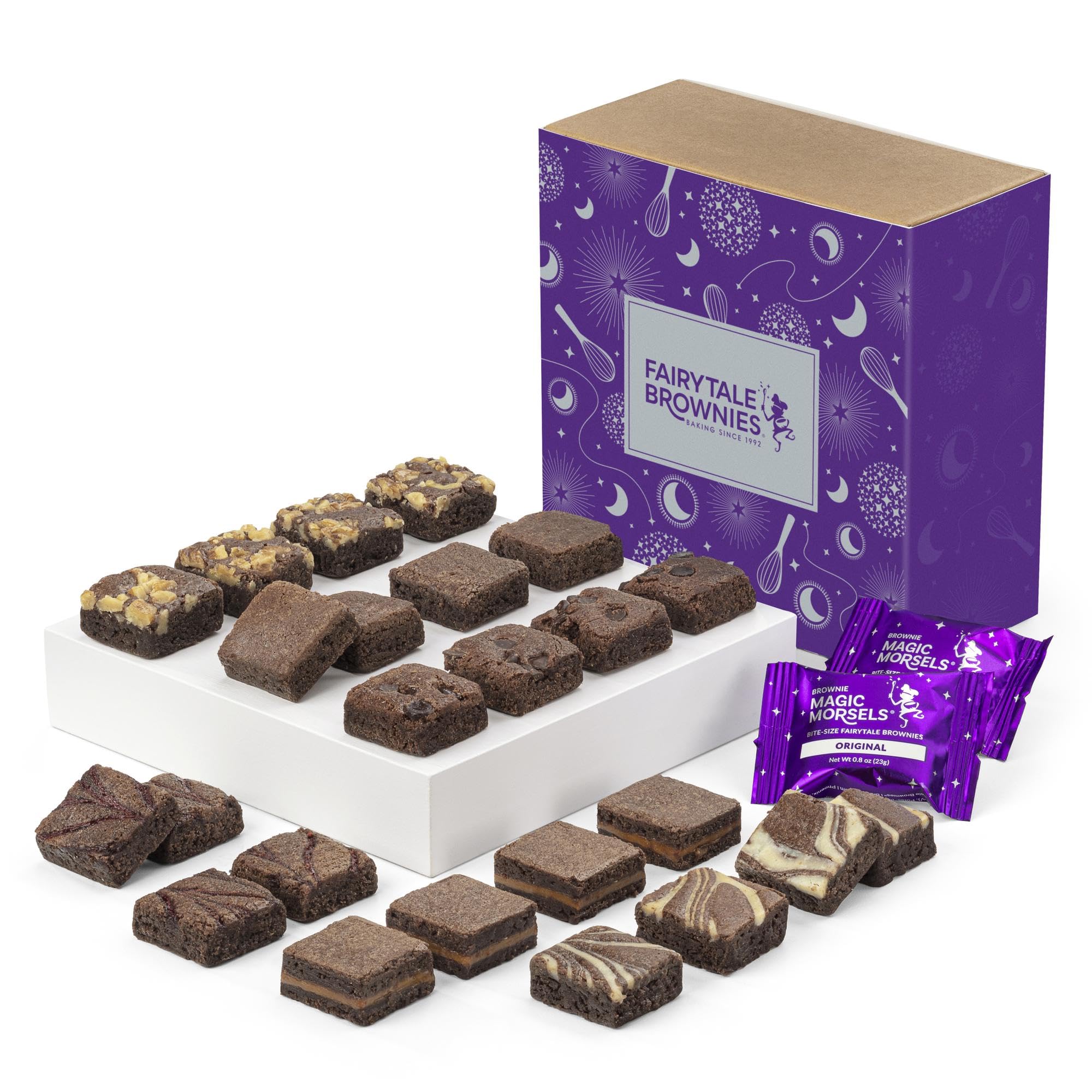 Fairytale Brownies Magic Morsel 24 Individually Wrapped Gourmet Chocolate Food Gift Basket - 1.5 Inch x 1.5 Inch Bite-Size Brownies - 24 Pieces - Item CF424