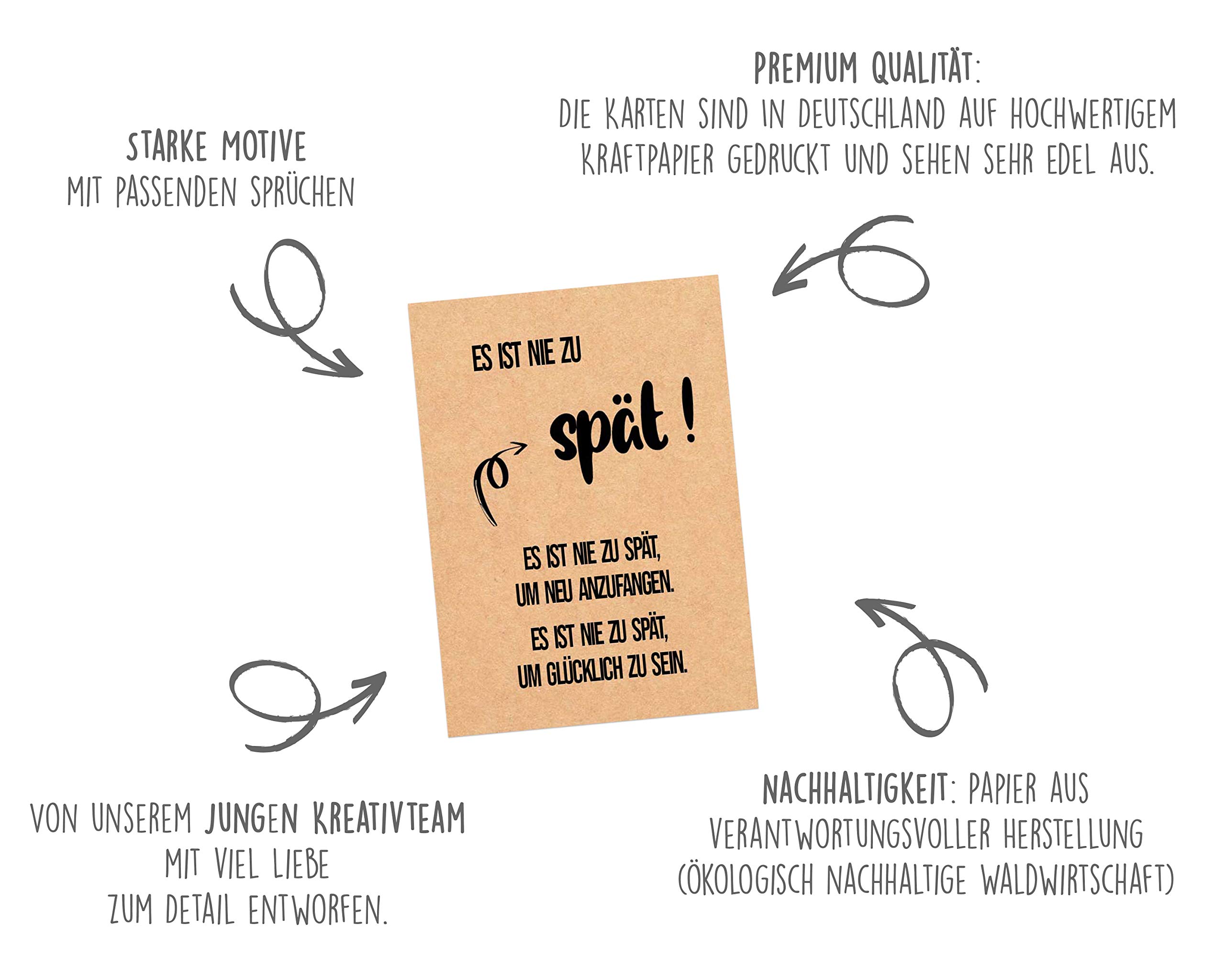 40 Postkarten Mit Lustigen Sprüchen – DIN A6 (10,5 X 14,8 Cm), 300g Papier, Für Viele Anlässe