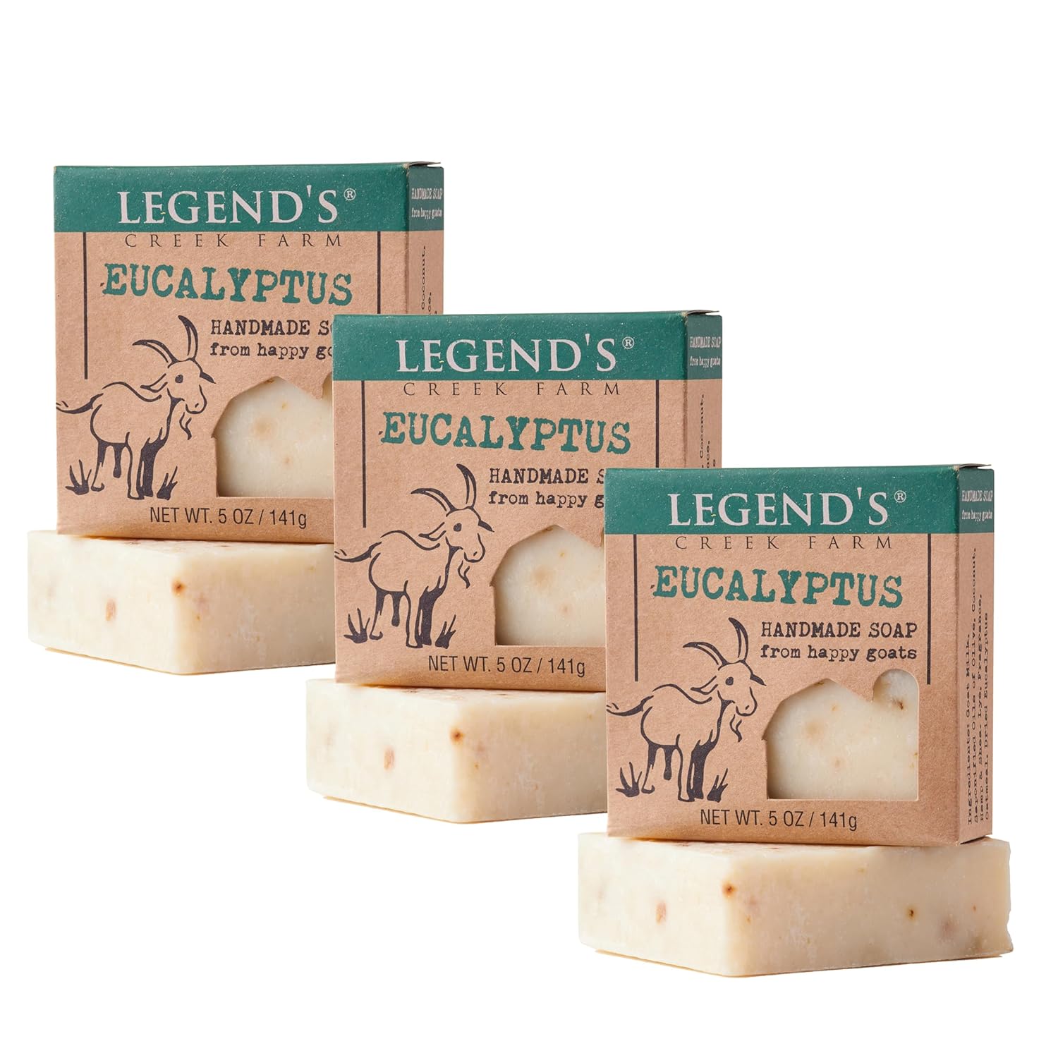 Legend’s Creek Farm Goat Milk Soap – Cleansing Moisturizing Soap Bar for Hands and Body – 5 Oz Creamy Lather, Nourishing, Gentle Natural Soap for Sensitive Skin (Eucalyptus, Pack of 3) Legend’s Creek Farm Goat Milk Soap – Cleansing Moisturizing Soap Bar for Hands and Body – 5 Oz Creamy Lather, Nourishing, Gentle Natural Soap for Sensitive Skin (Eucalyptus, Pack of 3)