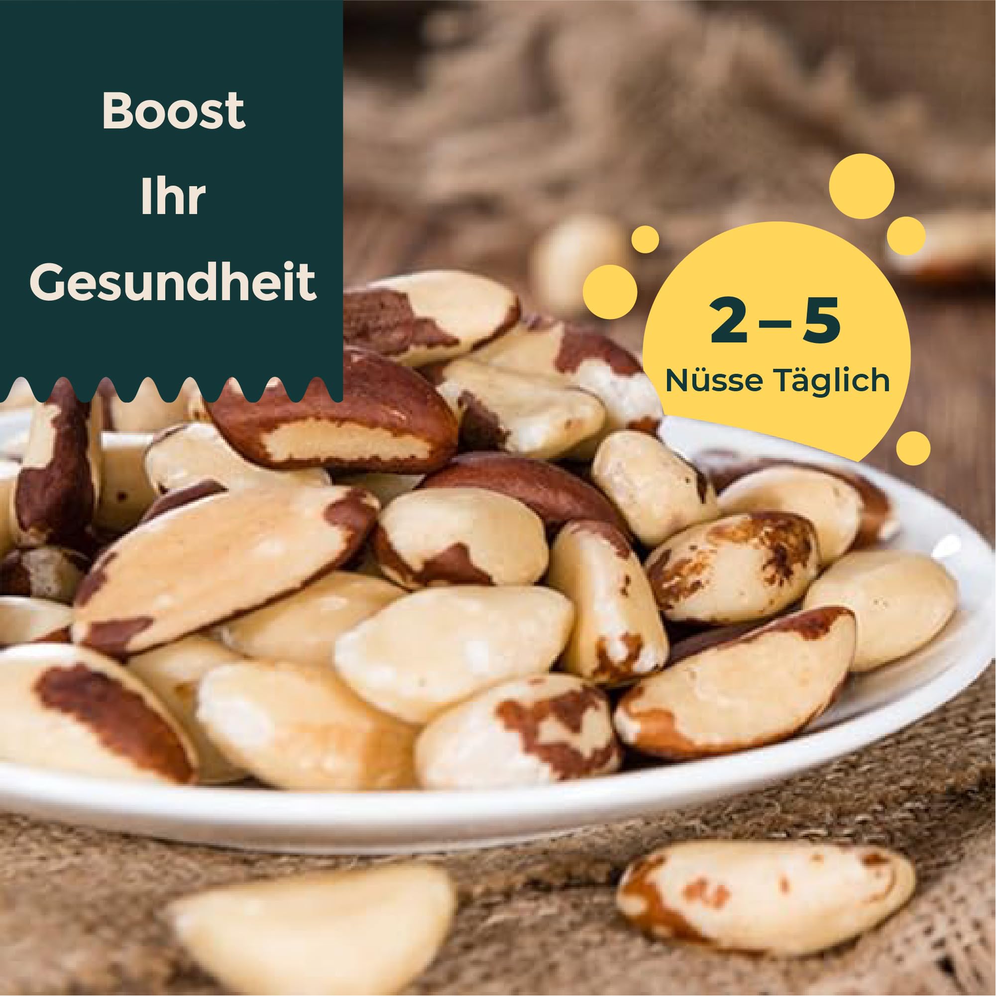 FOODIN Paranüsse 2x500g, Ausgezeichnete Quelle für Eiweiß und ungesättigte Fettsäuren, 100% Bio Paranüsse, Glutenfrei und Vegan, 2er Pack