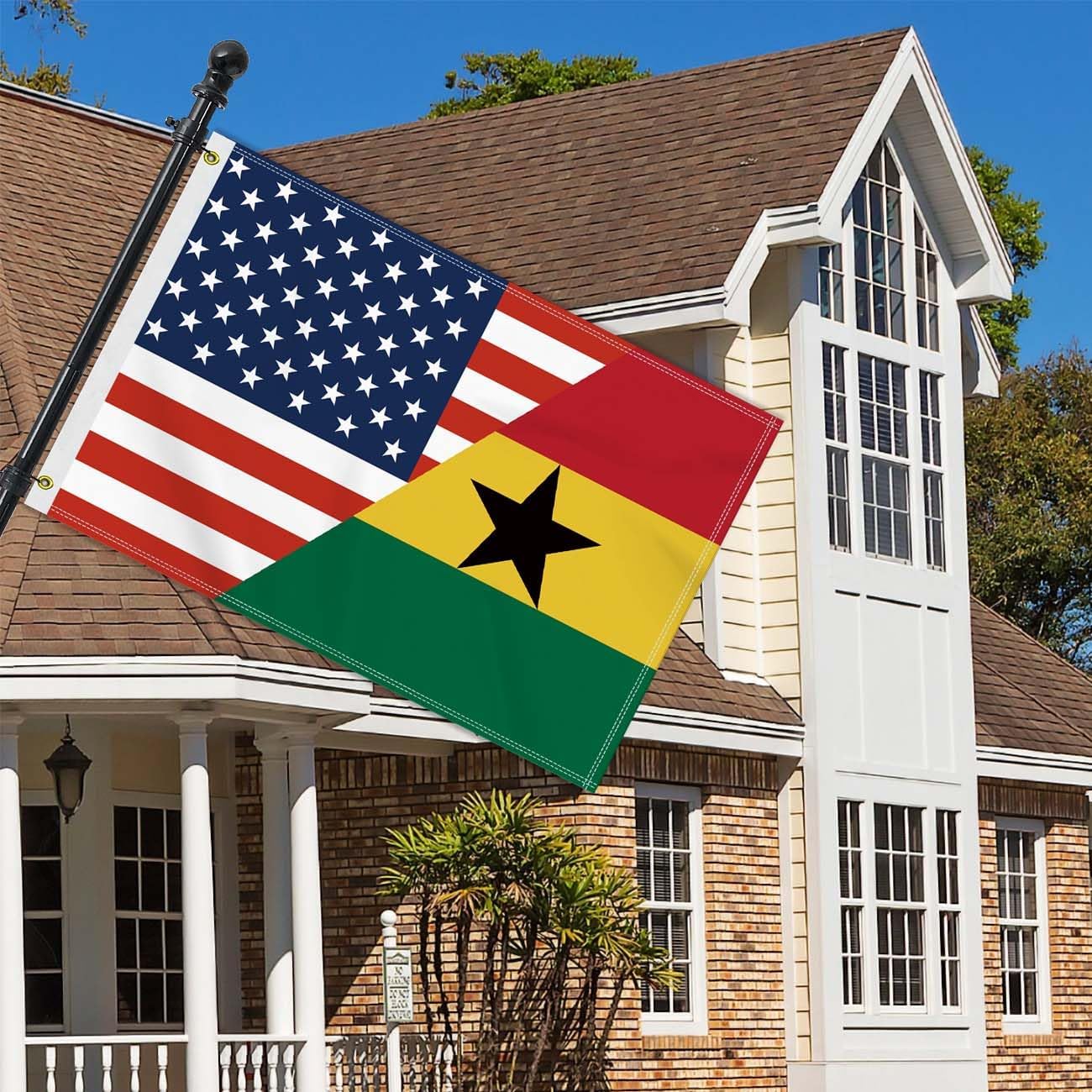 2×3 FT Ghana America Friendship Flag,Medium 60×90CM 150D Ghanaian USA Outdoor Banner,Double Side Printing American Decor For Patio Garden With Brass Gromment - Image 3