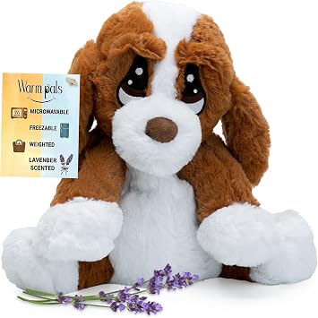 Warm Pals Hound Dog, Microwavable Weighted Plush, Heated for Warmth | Cute, Soft, Cozy Toy for Adults, Children, Boys, and Girls