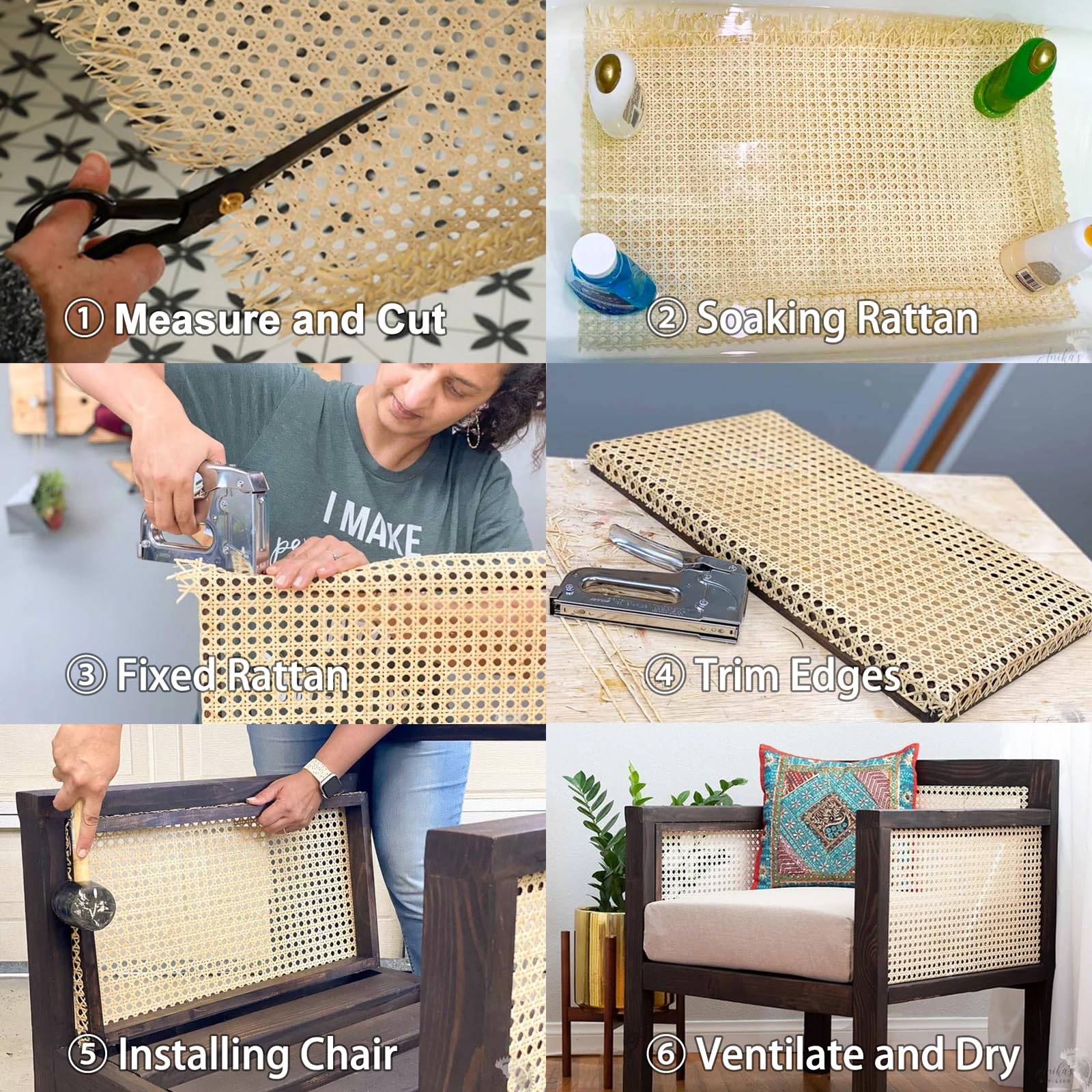 Rouleau de Cannage pour Meubles 50cm x 100cm - Cannage Rotin Synthétique Étanche, Toile de Cannage Rouleau en Plastique Résistant (Chaises, Lits, Décoration Murale)