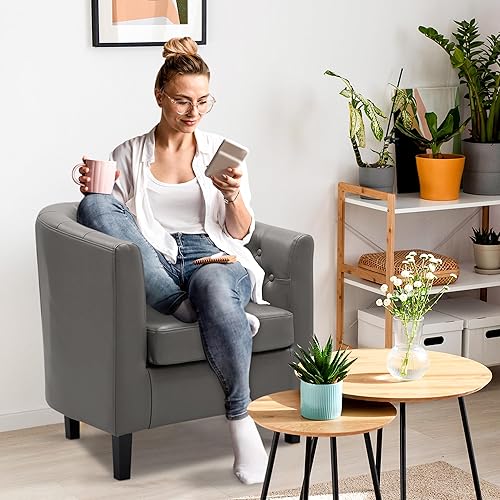 Miniatura 35 de Naomi Home Frida Silla moderna de mediados de siglo, sillas decorativas con marco de madera duradera para sala de estar, silla de lectura con