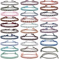 JEWPARK 30 Pack Handmade Friendship Braided Bracelets for Women - Colorful Adjustable Woven Wrap Wristbands, Birthday Party Gifts