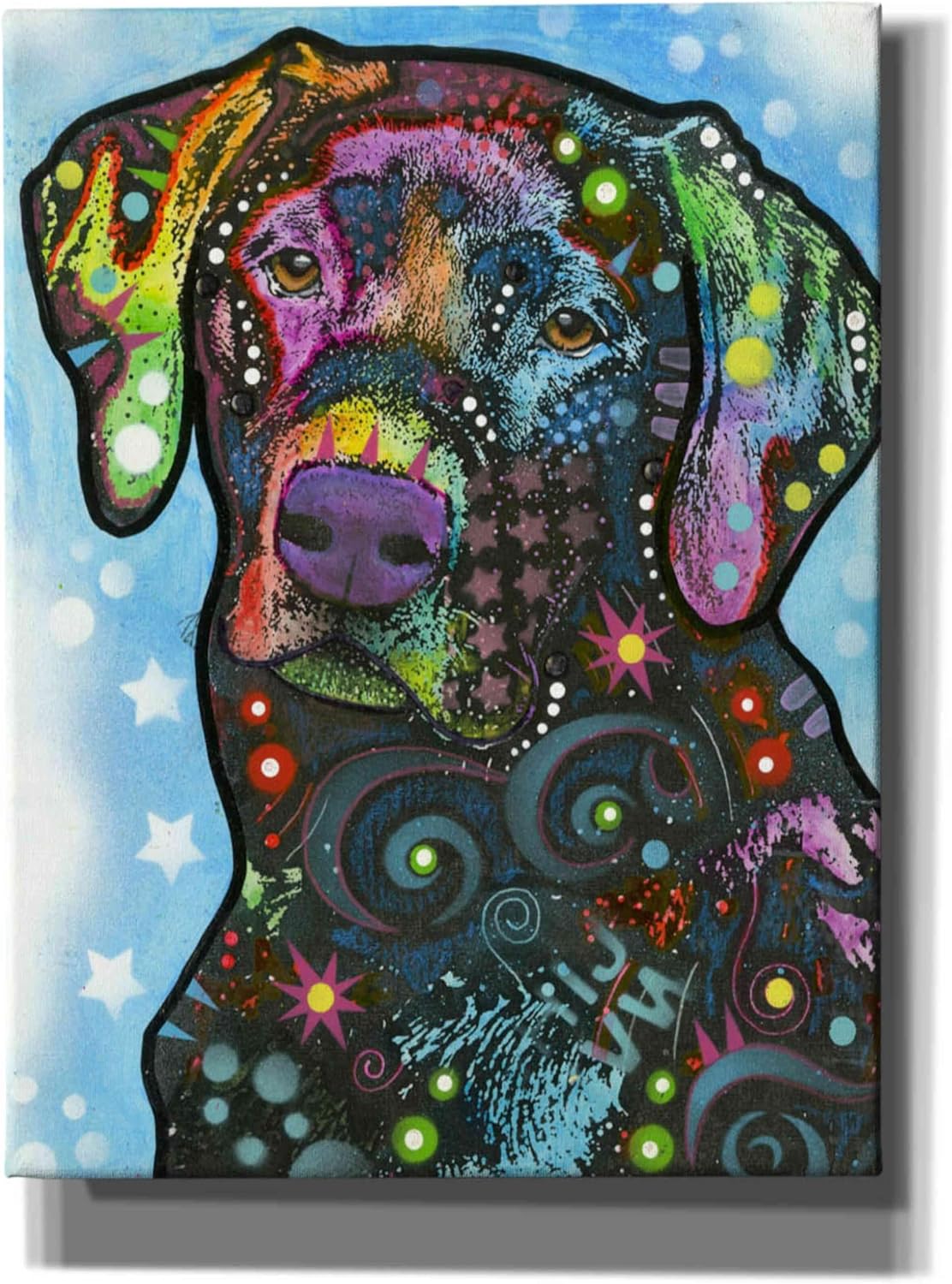 Epic Graffiti 'Blue Lab' by Dean Russo, Canvas Wall Art, 12"x16"