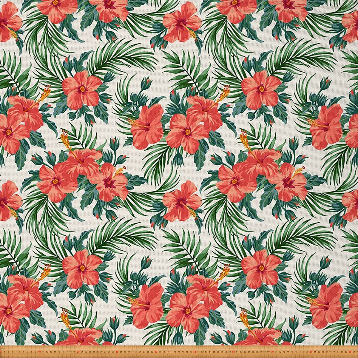 Floral Fabric by The Yard,Botanical Floral Flower Blossom Fabric for Chairs Sofa,Natural Tropical Leaves Outdoor Fabric Waterproof,10 Yards,(L920*W150cm) Red Green Beige
