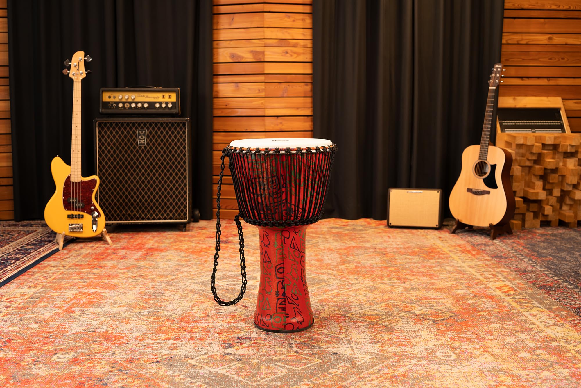 Meinl Percussion Rope Travel Djembe - Sehr große Handtrommel - Mit Nylonseilen - Durchmesser 14 Zoll - Kunststoff, Mehrfarbig (PADJ1-XL-F)