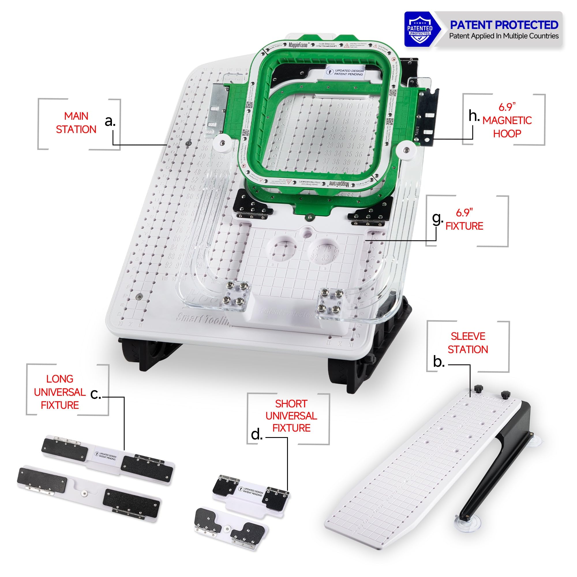 Einspannstation-Set mit 175x175mm Magnet-Stickrahmen für Happy Japan