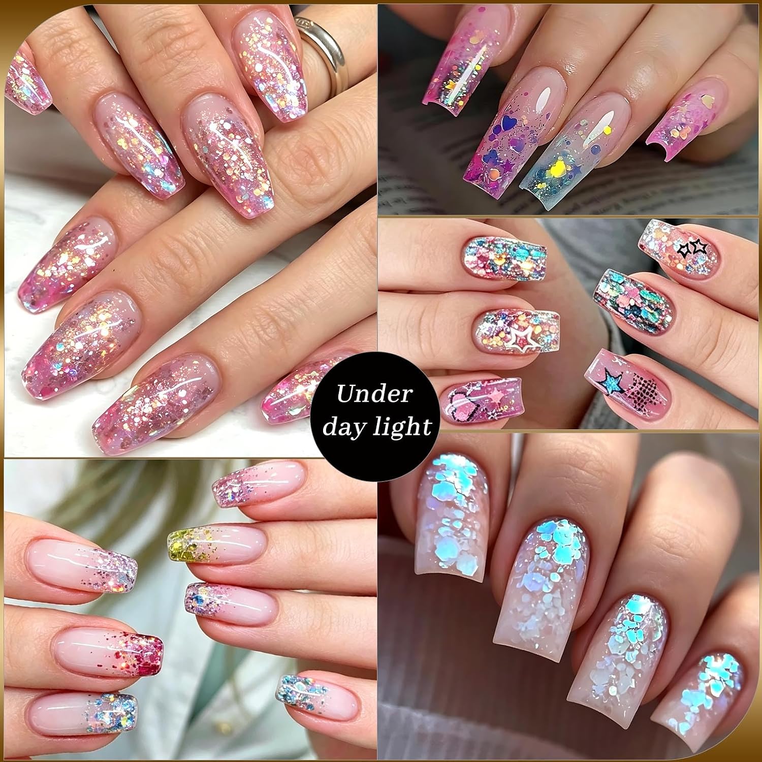Fluorescent Nail Glitter Sequins Set for Gel Nails, Halloween Flakes Decor
