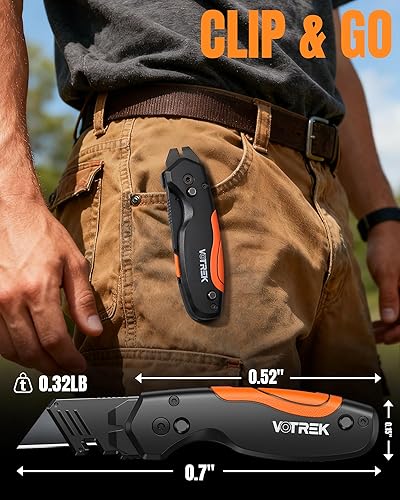 Miniatura 6 de 4 en 1 cortador plegable multiherramienta para cuchillos, navajas para trabajo, cuchillo de cambio rápido, clip para cinturón, almacenamiento de