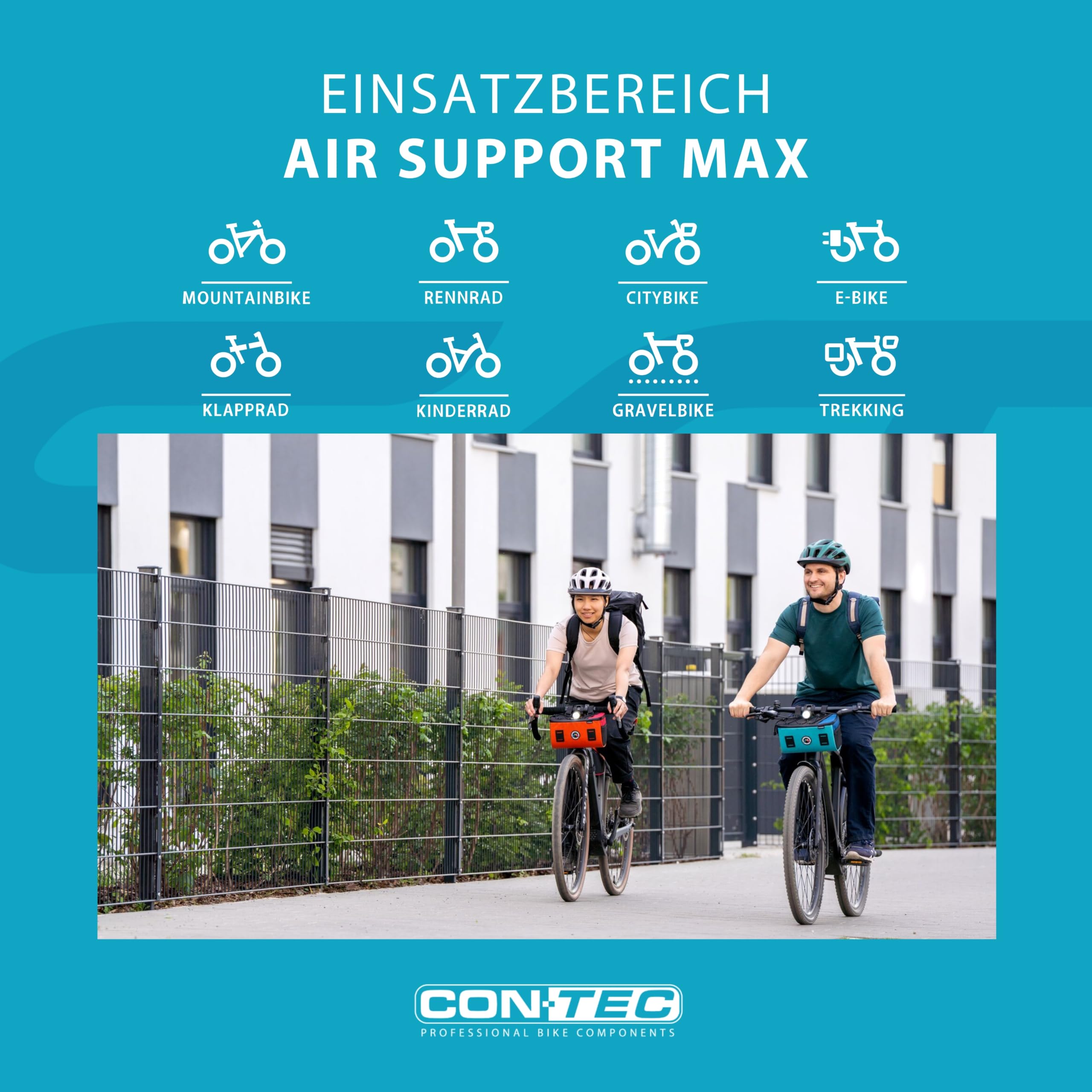 CONTEC Standpumpe Air Support Max, 67 cm, aus Stahl und Kunststoff, 11 bar/160 psi, für alle Ventile, inkl Ball- & Matratzenadapter, 1 Stück, schwarz/sage Green