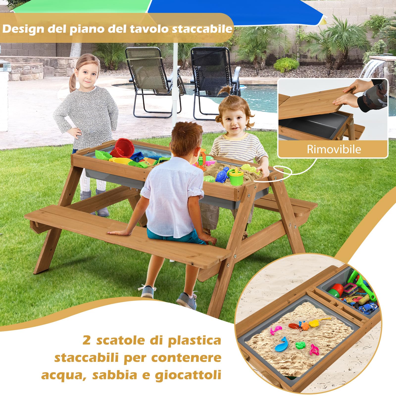 Set Tavolo E Sedia Per Bambini Trasformabile - Poltrona, Tavolino, Sedia E Sgabello, Blu, 1-5 Anni - Foto 7