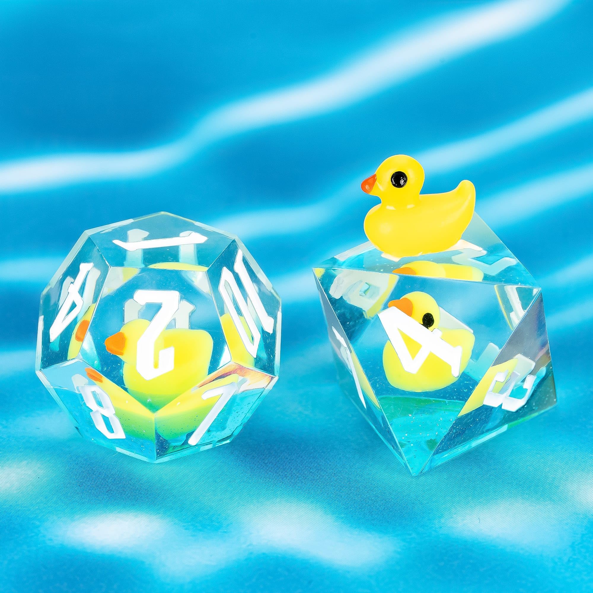 Cusdie 7-Piece Sharp Edges DND Dice Set including Yellow Duck in Elegant Box Perfect for RPG Tabletop Gaming Dungeons and Dragons Role Playing Game - Image 4