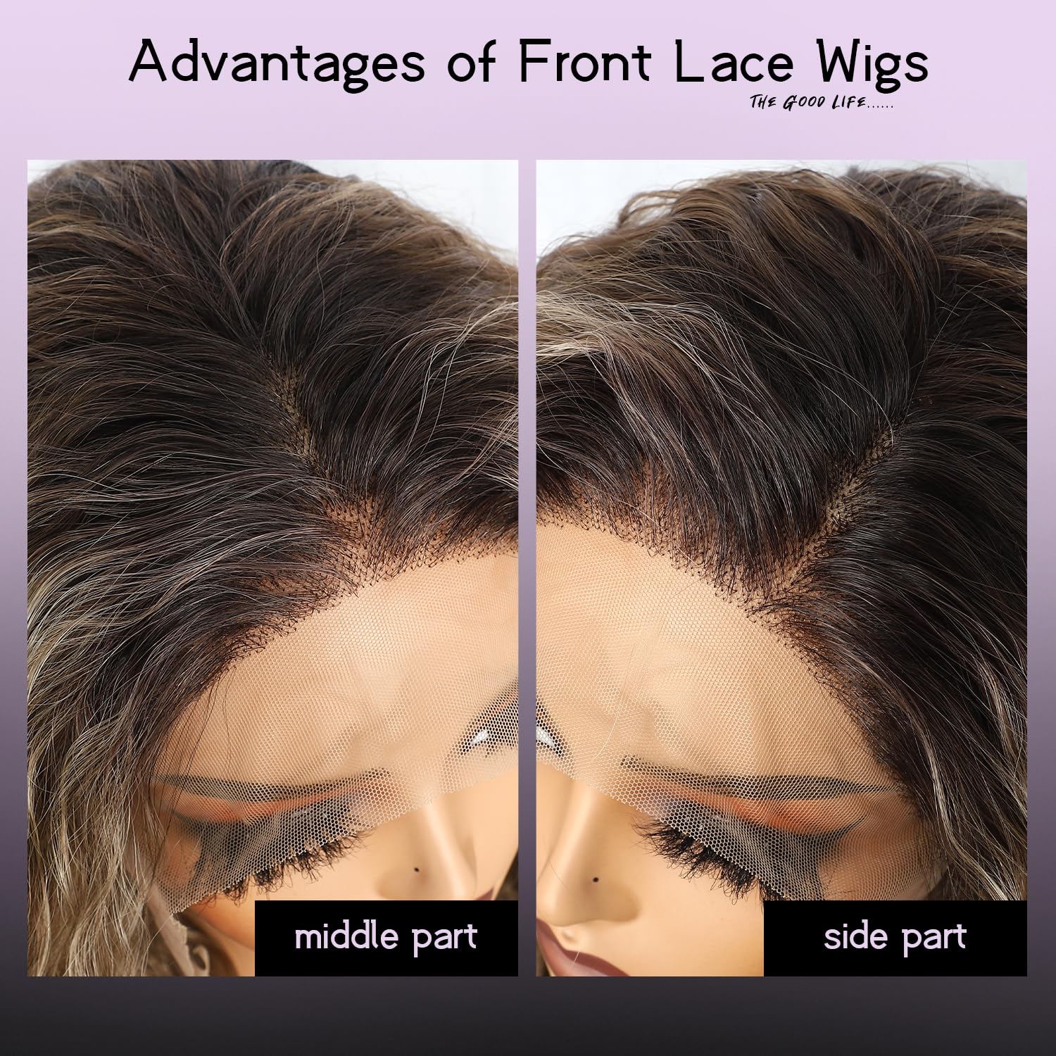 SOMIARIK Long Brown Curly Lace Front Wig 13x3 Synthetic Lace Front Wig for Women Pre plucked with Single Bleached Knots Natural Looking Daily Wear Party Christmas Halloween Heat Resistant 26 inch - Image 4