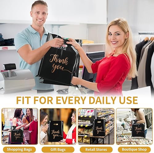 Miniatura 4 de COIDEA Bolsas de mercancía con texto en inglés "Thank You", 20 bolsas de plástico para compras de pequeñas empresas, 12 x 15 pulgadas,