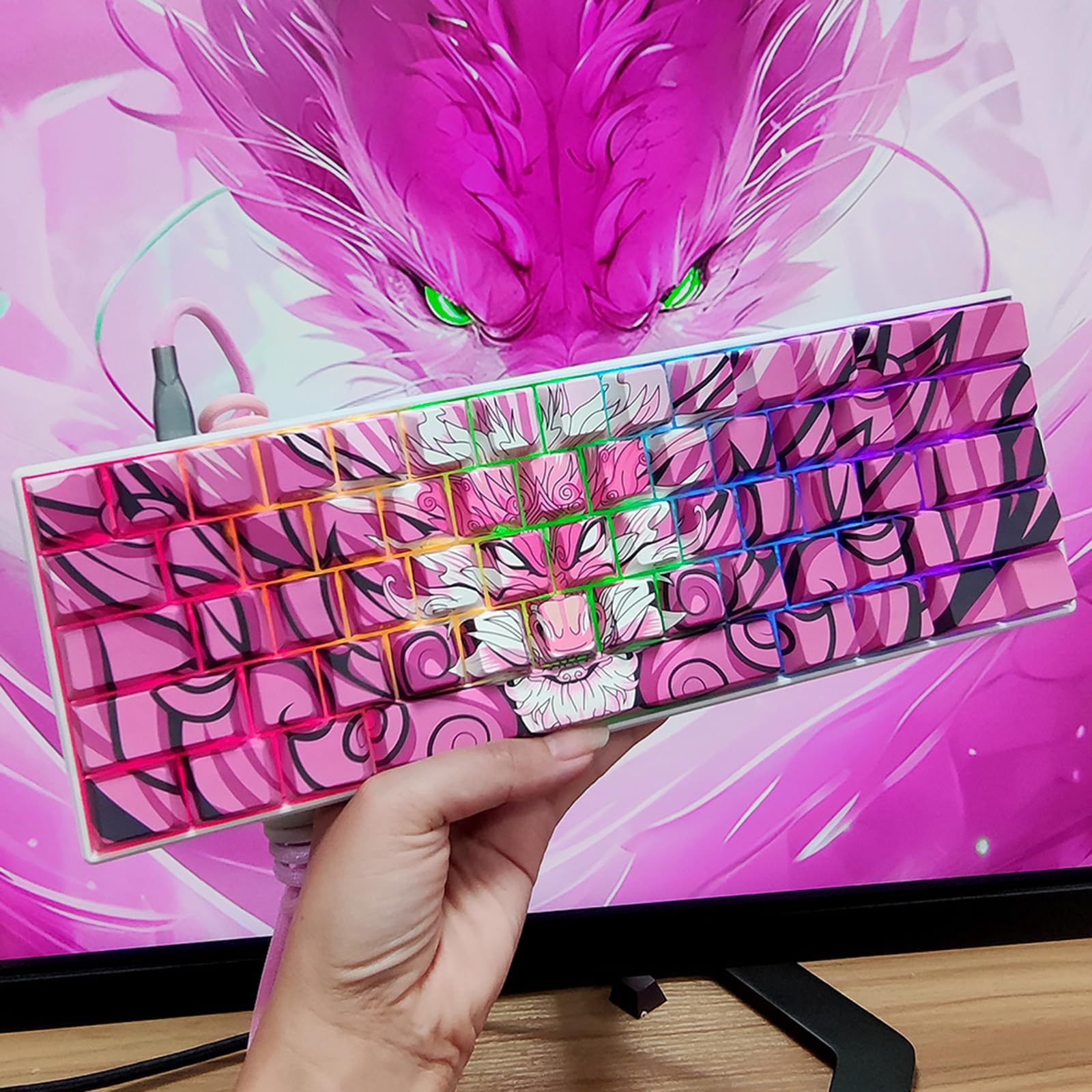 136PCS Dragon Keycap Side inciso Keycaps Set retroilluminato Orlong per il lavoro di gioco Tastiera meccanica meccanica