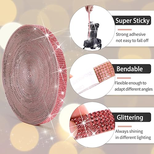 Miniatura 3 de Cinta autoadhesiva de diamantes de imitación de cristal, 9 yardas, cinta de diamantes de imitación con diamantes de imitación de 0.079 pulgadas para